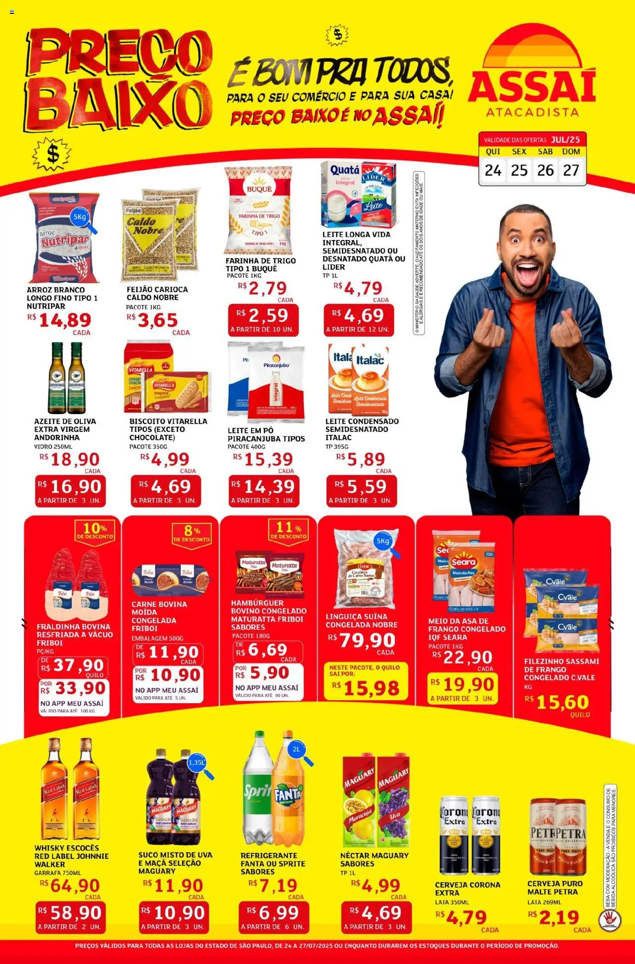 Assaí Atacadista Folheto - válido de 24.07.2025 | Página: 1 | Produtos: Fanta, Whisky, Baixo, Refrigerante
