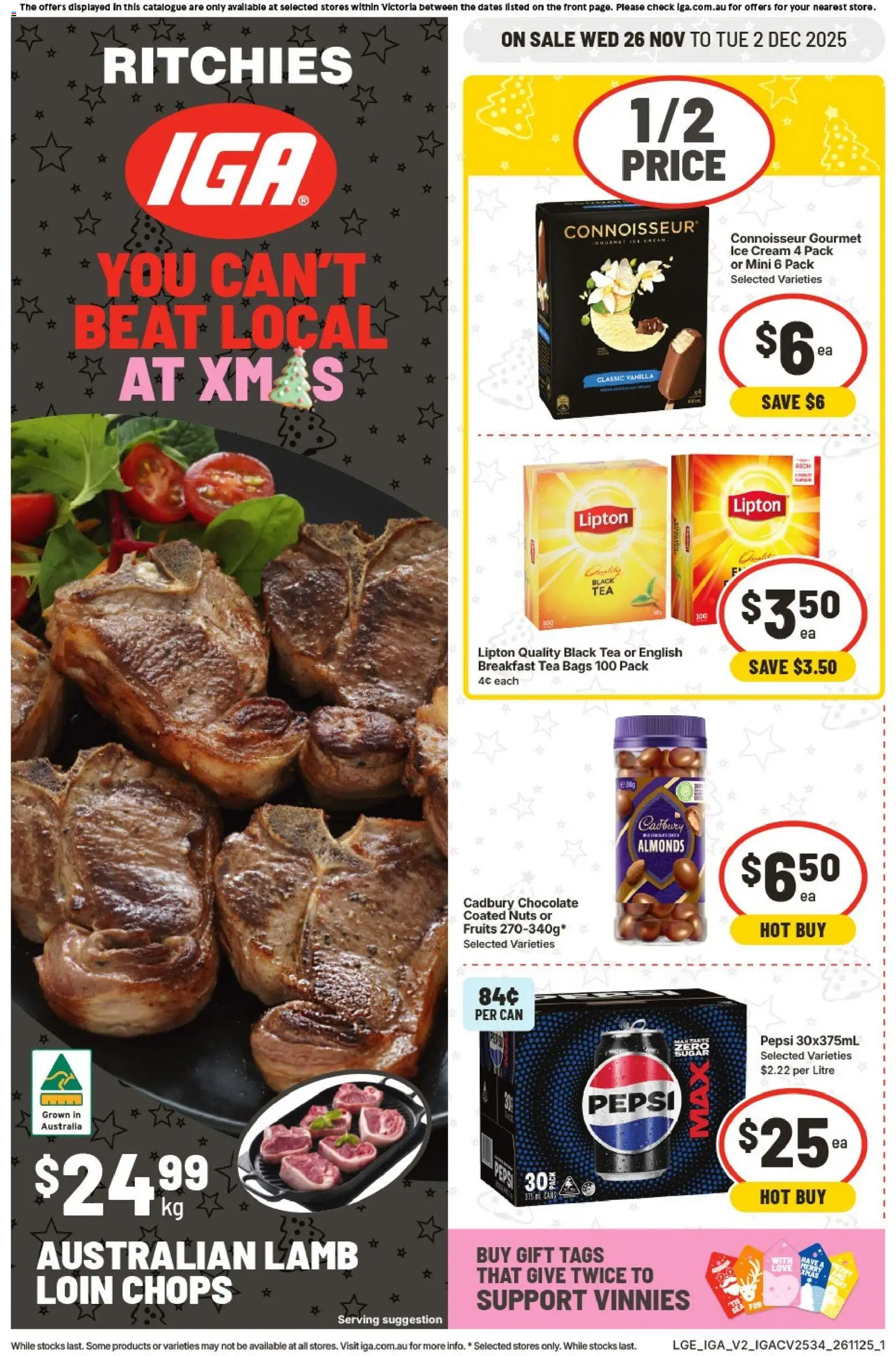 IGA catalogue - valid from 26.11.2025 | Page: 1 | Products: Almonds, Lamb, Cream, Fruits
