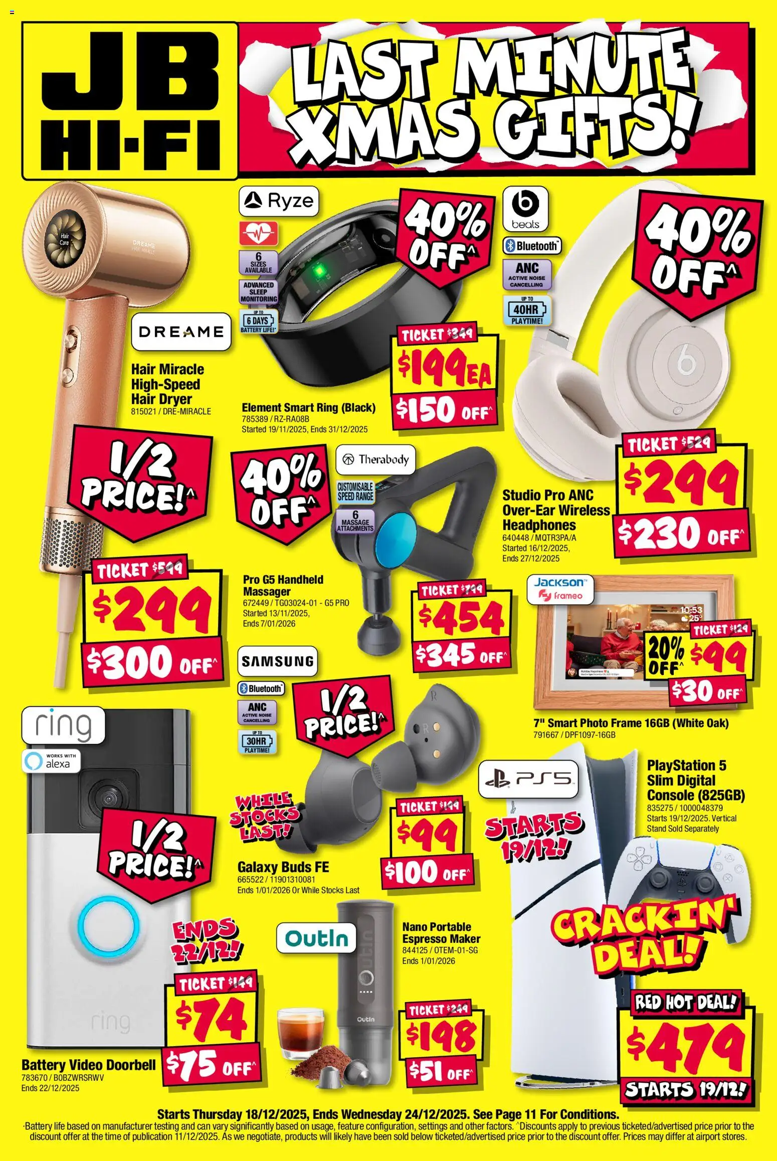 JB Hi-Fi catalogue - valid from 18.12.2025 | Page: 1 | Products: Battery, Photo frame, Portable, Dryer