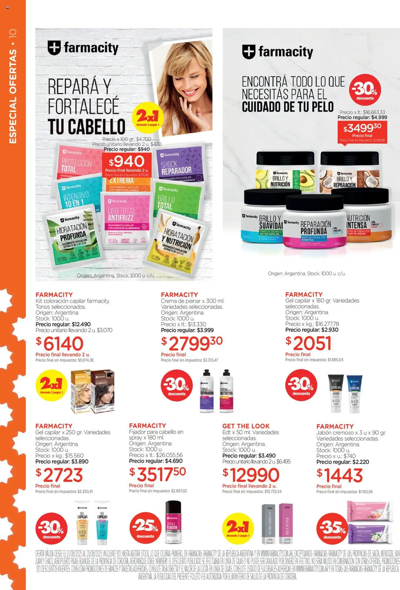 Farmacity catálogo │ válido desde el 01.08.2025 | Página: 10 | Productos: Banana, Crema de peinar, Fijador, Baño de crema
