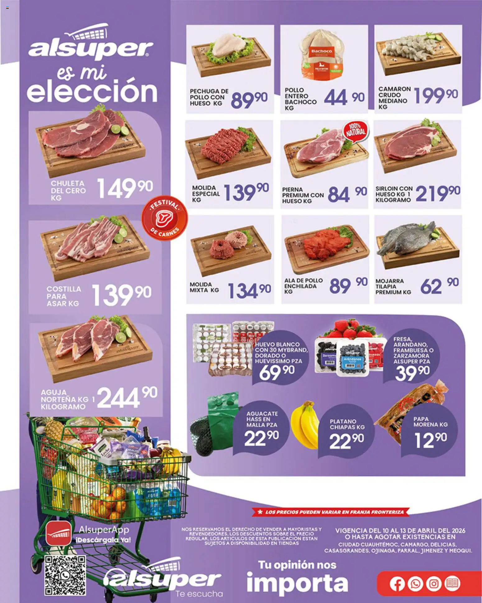 Nuevas ofertas de Alsuper válidas en toda la República Mexicana desde el 10.04.2026. ¡Encuentra las mejores ofertas en Alsuper folleto! | Página: 1 | Productos: Pollo, Plátano, Aguacate, Té