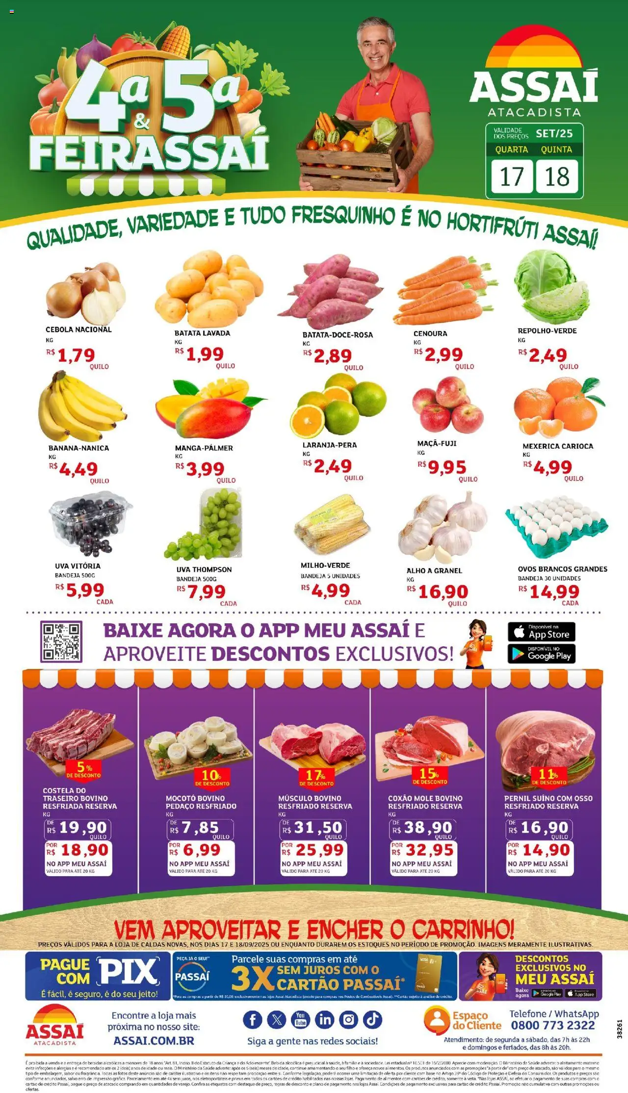 Assaí Atacadista Folheto - válido de 17.09.2025 | Página: 1 | Produtos: Mexerica, Pneus, Batata, Telefone