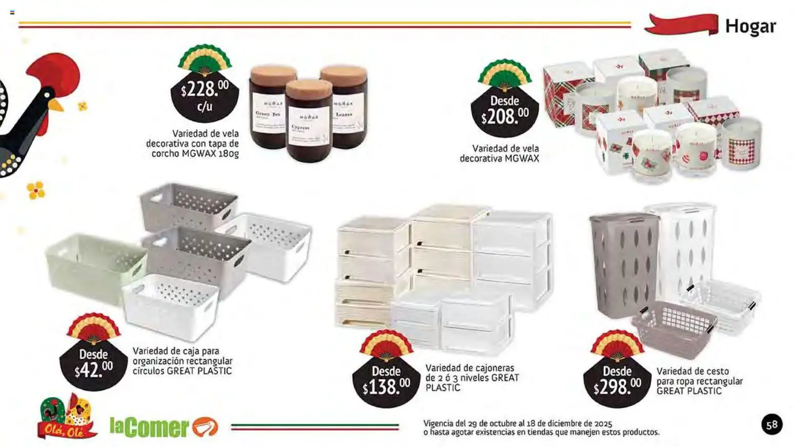 Nuevas ofertas de La Comer válidas en toda la República Mexicana desde el 29.10.2025. ¡Encuentra las mejores ofertas en La Comer folleto Olá, Olé! | Página: 58 | Productos: Vela, Ropa, Caja