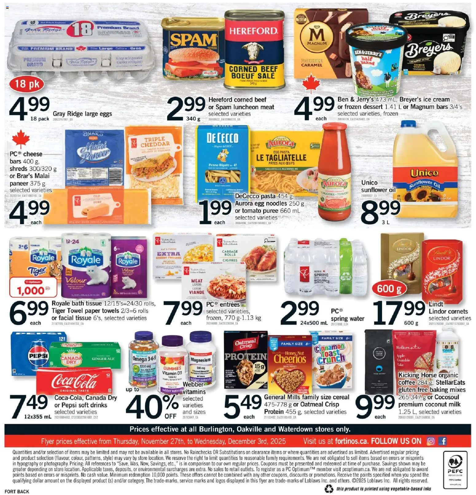 Fortinos flyer valid from 27.11.2025 | Page: 2 | Products: Pasta, Ridge, Bath, Cheese