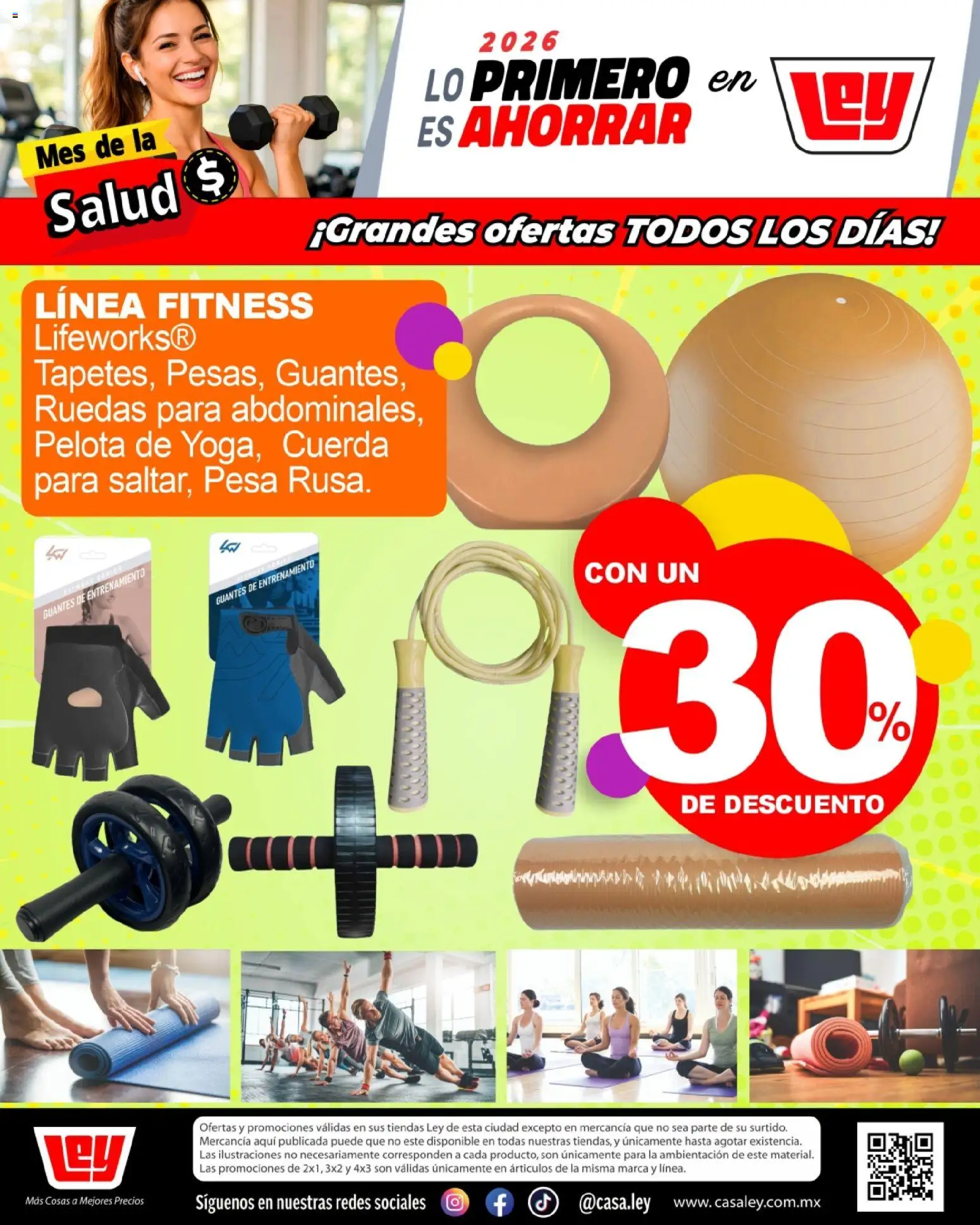 Nuevas ofertas de Casa Ley válidas en toda la República Mexicana desde el 07.01.2026. ¡Encuentra las mejores ofertas en Casa Ley folleto Mes de la Salud! | Página: 8 | Productos: Cuerda, Guantes, Pelota, Pesa