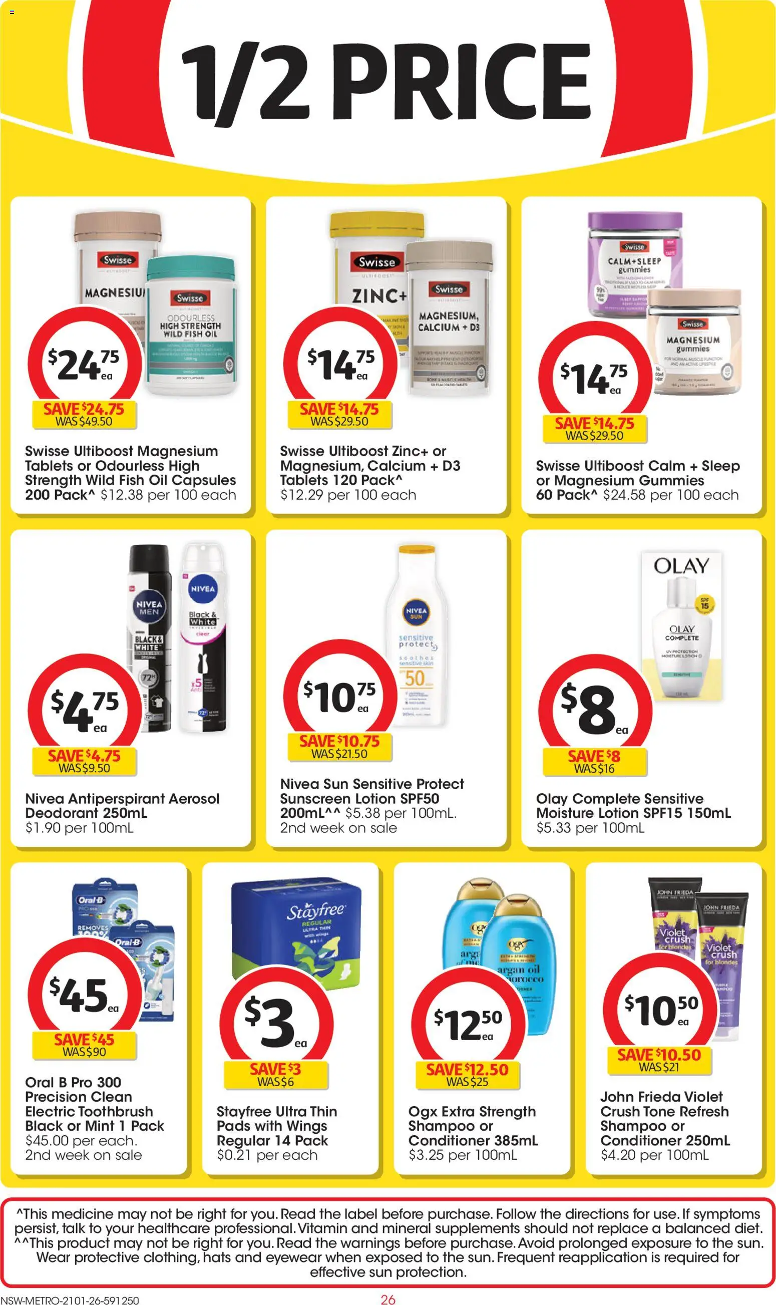 Coles catalogue - valid from 21.01.2026 | Page: 26 | Products: Shampoo, Lotion, Argan oil, Sensitive skin