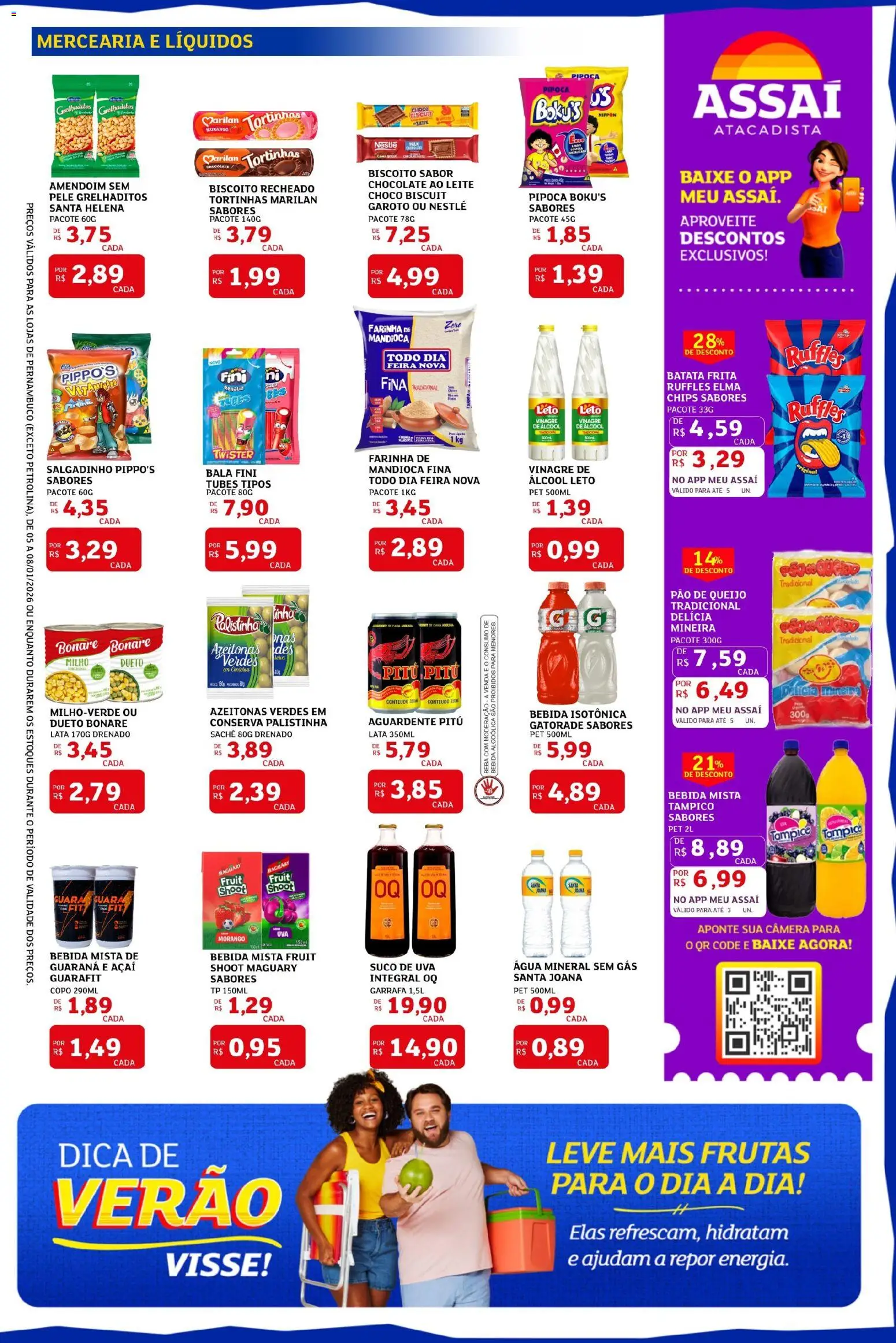 Assaí Atacadista Folheto - válido de 05.01.2026 | Página: 3 | Produtos: Mandioca, Leite, Biscoito recheado, Açaí