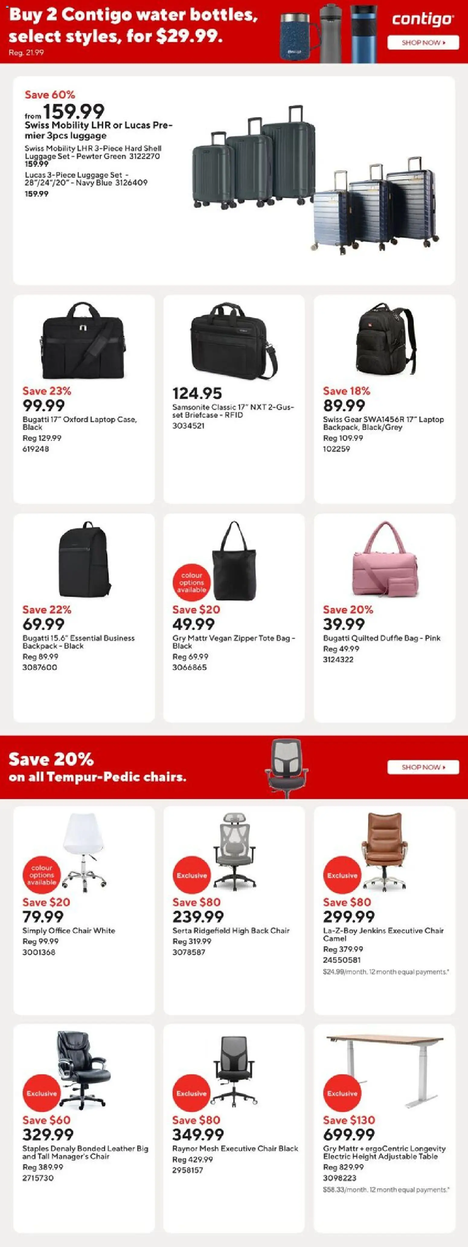 Staples flyer valid from 05.12.2025 | Page: 15 | Products: Backpack, Luggage, Bag, Chair