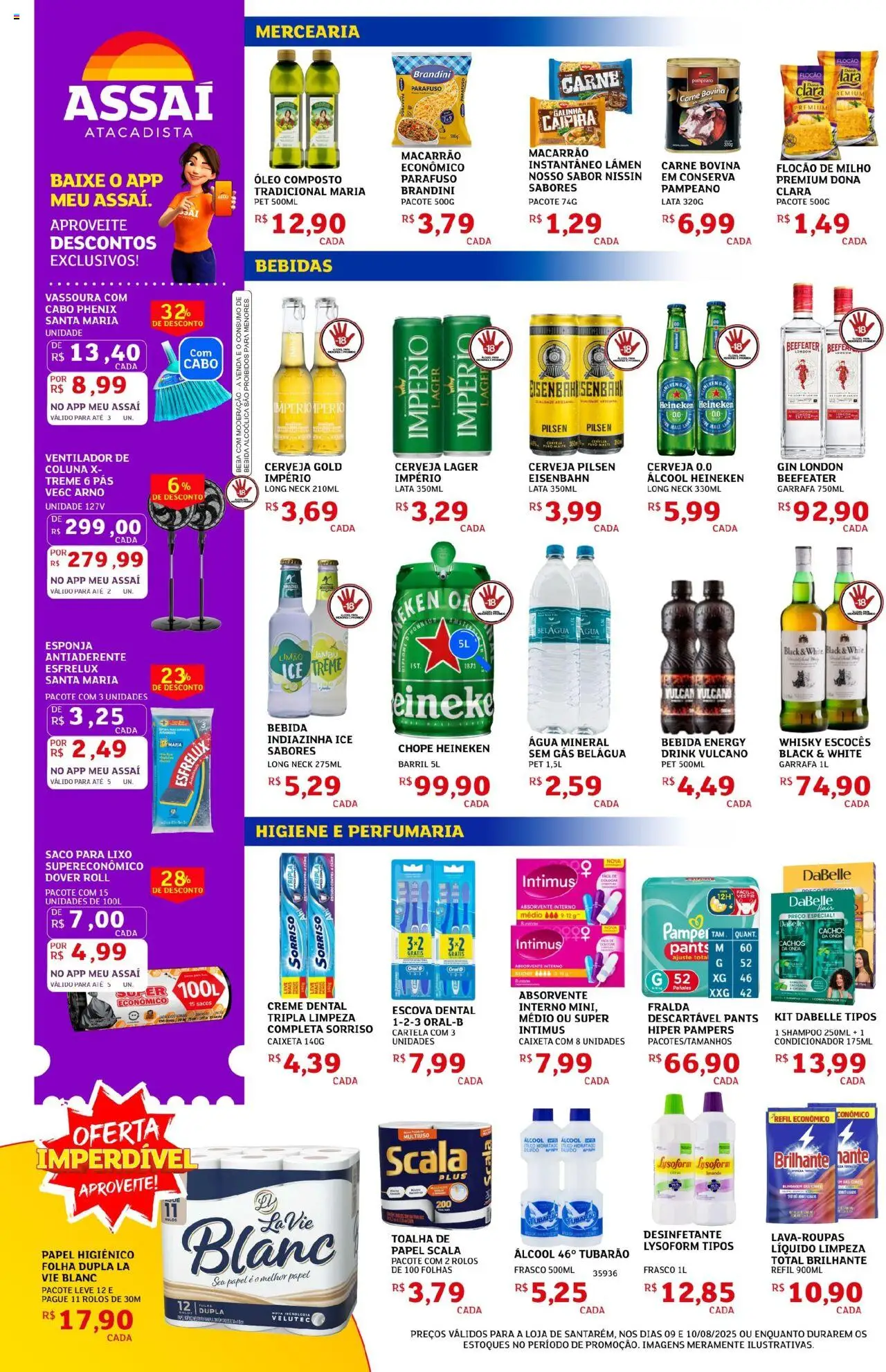 Assaí Atacadista Folheto - válido de 09.08.2025 | Página: 2 | Produtos: Saco para lixo, Pampers, Esponja, Creme dental