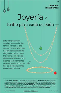 Vista previa de Costco Revista Noviembre, nuevo folleto de la tienda, válido en México a partir del 01.11.2025 | Página: 34 | Productos: Pera, Collar, Té, Anillo