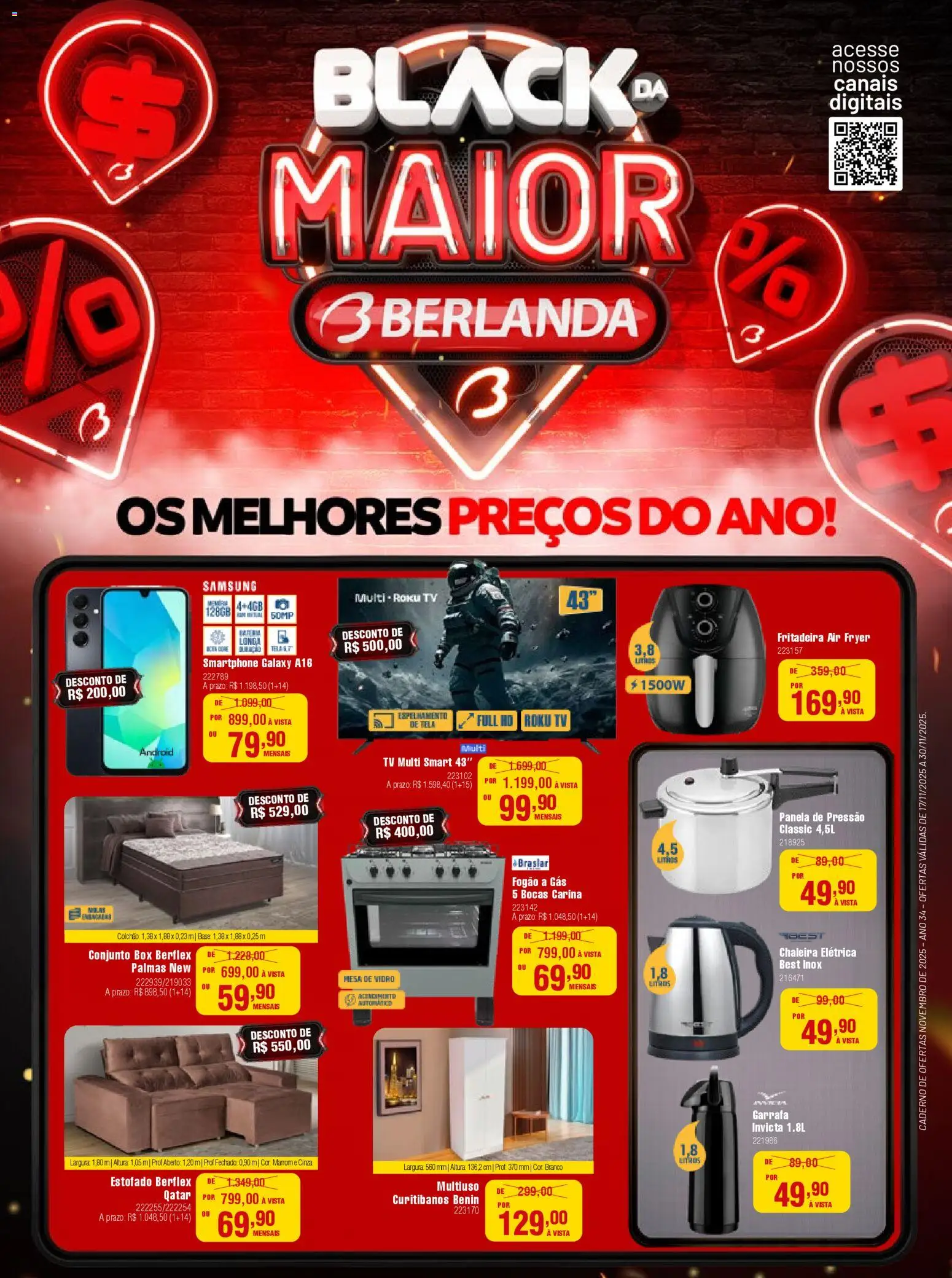Berlanda Folheto - válido de 17.11.2025 | Página: 1 | Produtos: Chaleira, Tela, Base, Smartphone