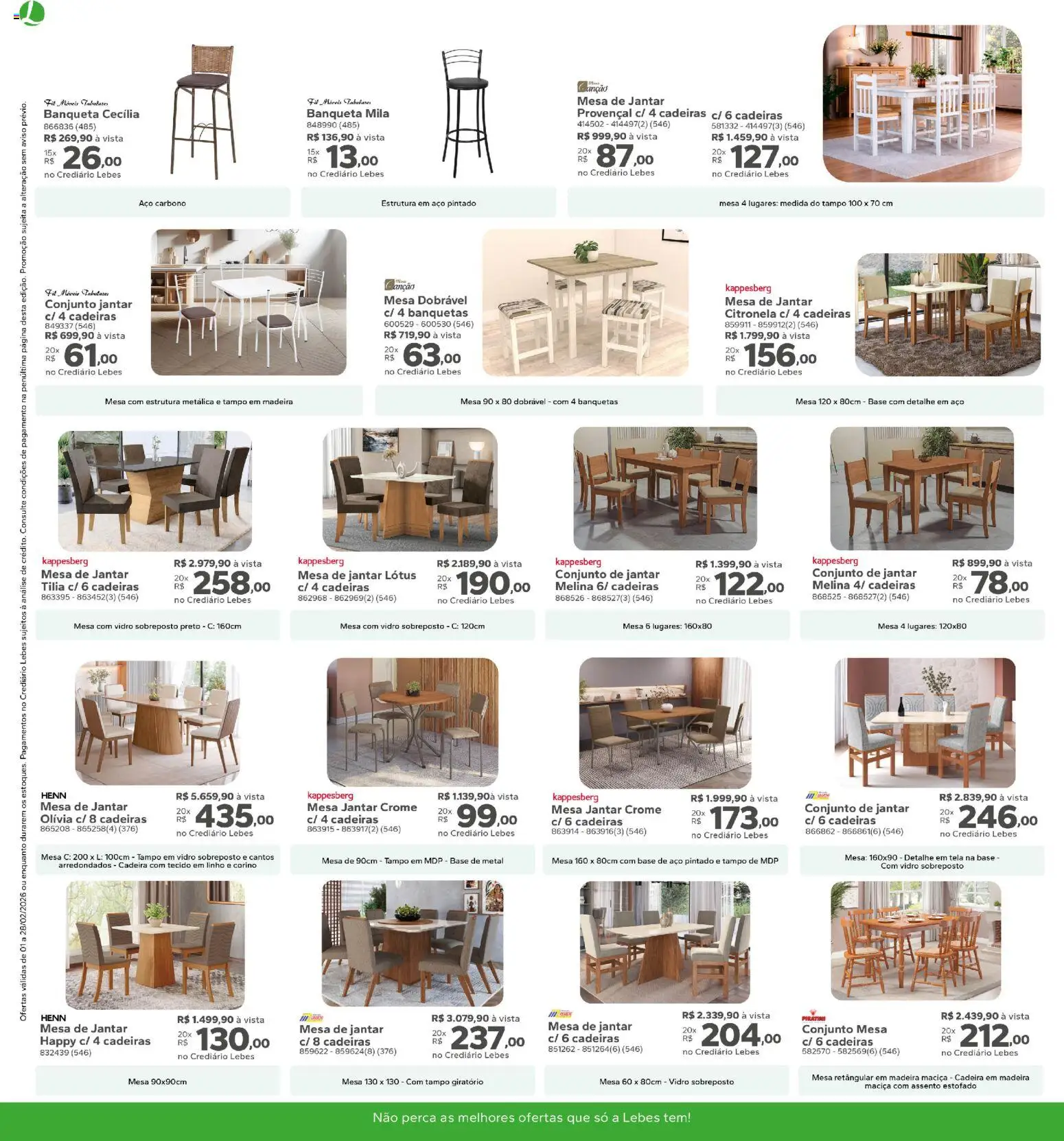 Lebes Folheto - válido de 01.02.2026 | Página: 14 | Produtos: Mesa, Cadeira, Banqueta, Base