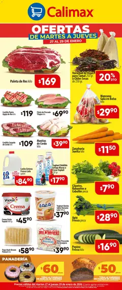 Vista previa de Calimax folleto, nuevo folleto de la tienda, válido en México a partir del 27.01.2026 | Página: 2 | Productos: Maíz, Durazno, Crema, Nuez