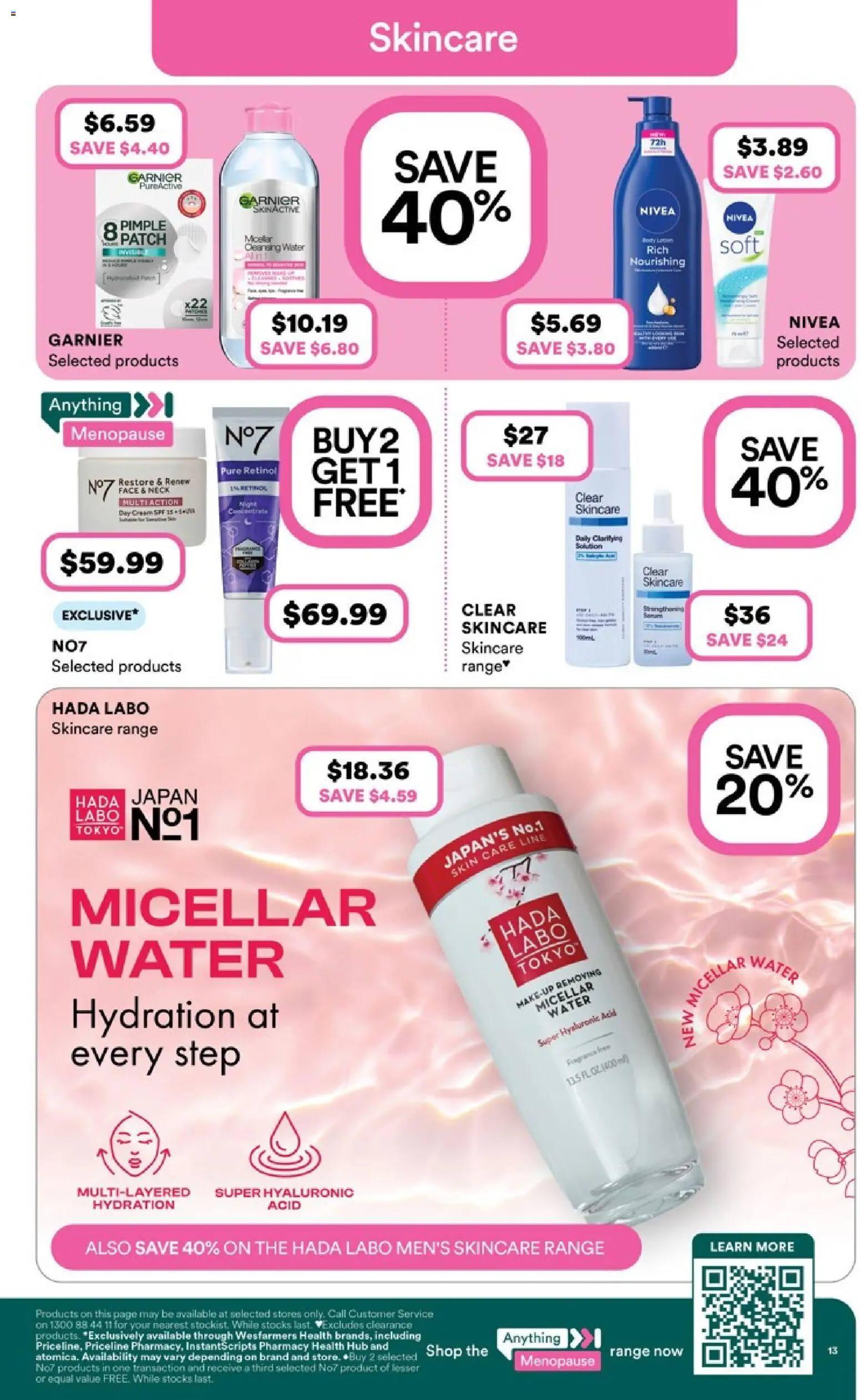 Priceline Pharmacy catalogue - valid from 30.10.2025 | Page: 13 | Products: Micellar water, Makeup, Water, Retinol