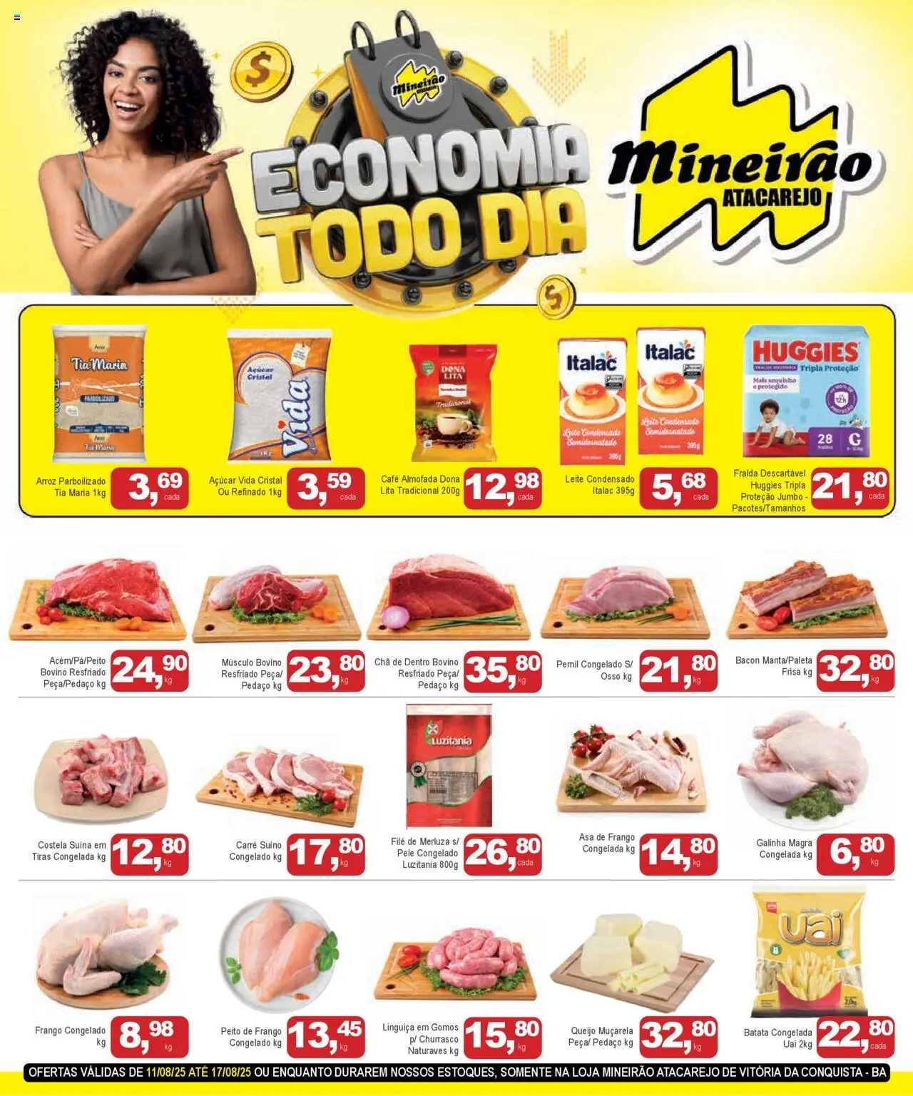 Mineirão Atacarejo Folheto - válido de 11.08.2025 | Página: 1 | Produtos: Almofada, Café, Arroz, Batata