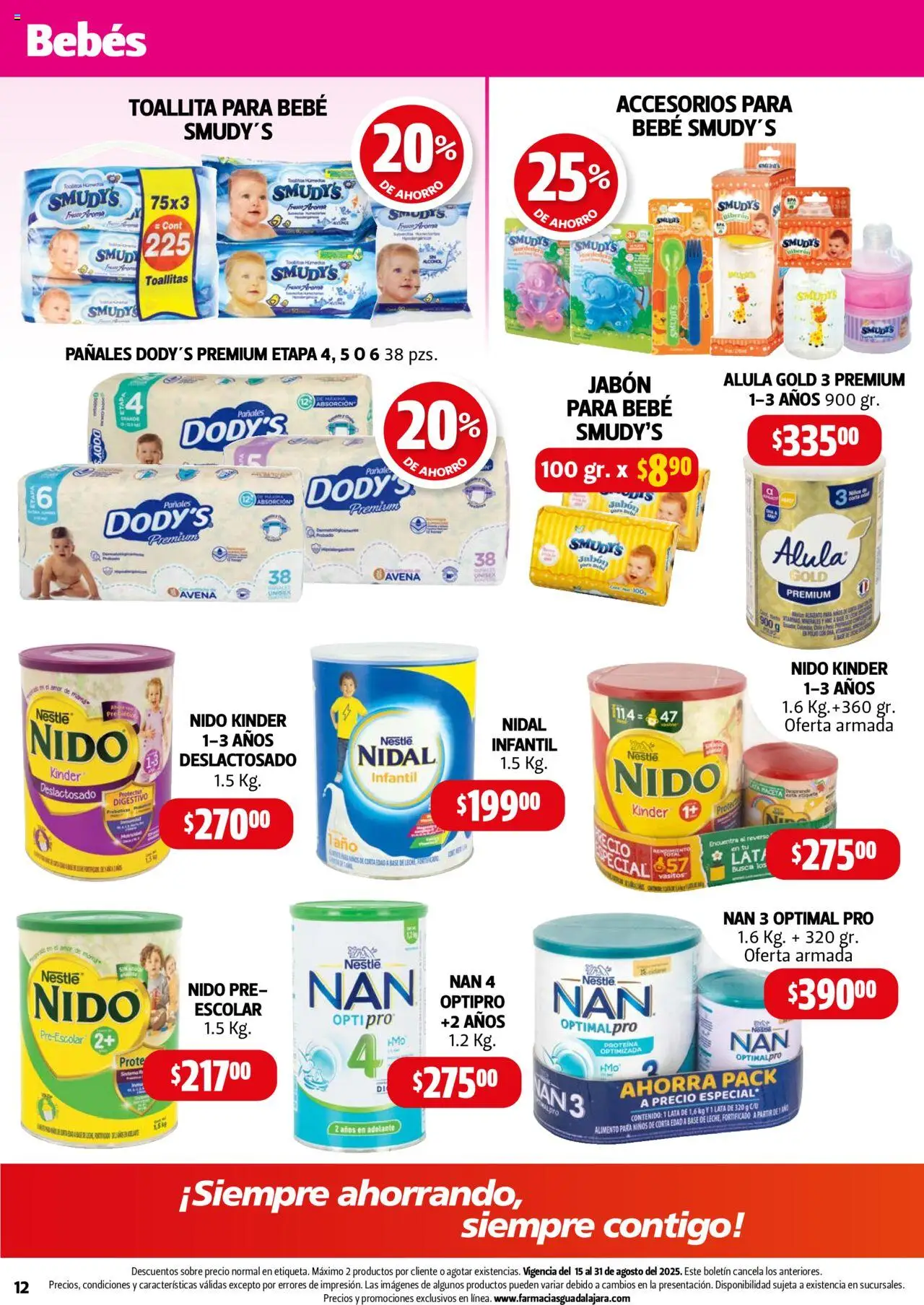 Nuevas ofertas de Farmacia Guadalajara válidas en toda la República Mexicana desde el 15.08.2025. ¡Encuentra las mejores ofertas en Farmacia Guadalajara - Catálogo! | Página: 12 | Productos: Biberón, Pañales, Maceta, Jabón