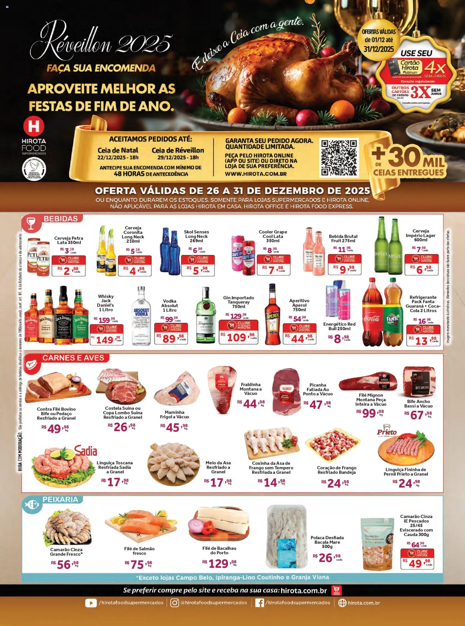 Hirota Food Folheto - válido de 26.12.2025 | Página: 1 | Produtos: Bacalhau, Coração de frango, Bebida, Bandeja
