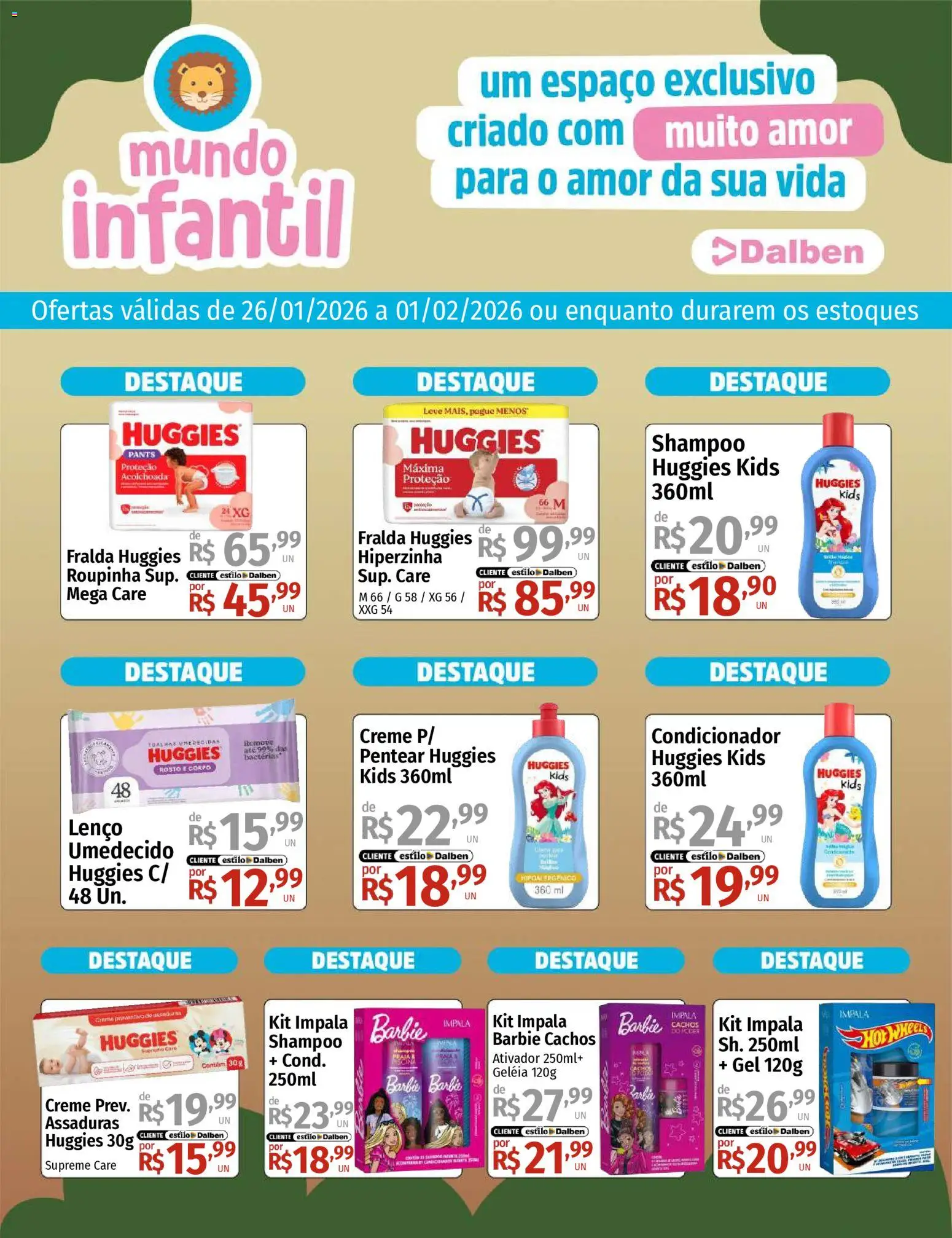 Supermercado Dalben Folheto - válido de 26.01.2026 | Página: 1 | Produtos: Shampoo, Lenço, Geleia, Creme