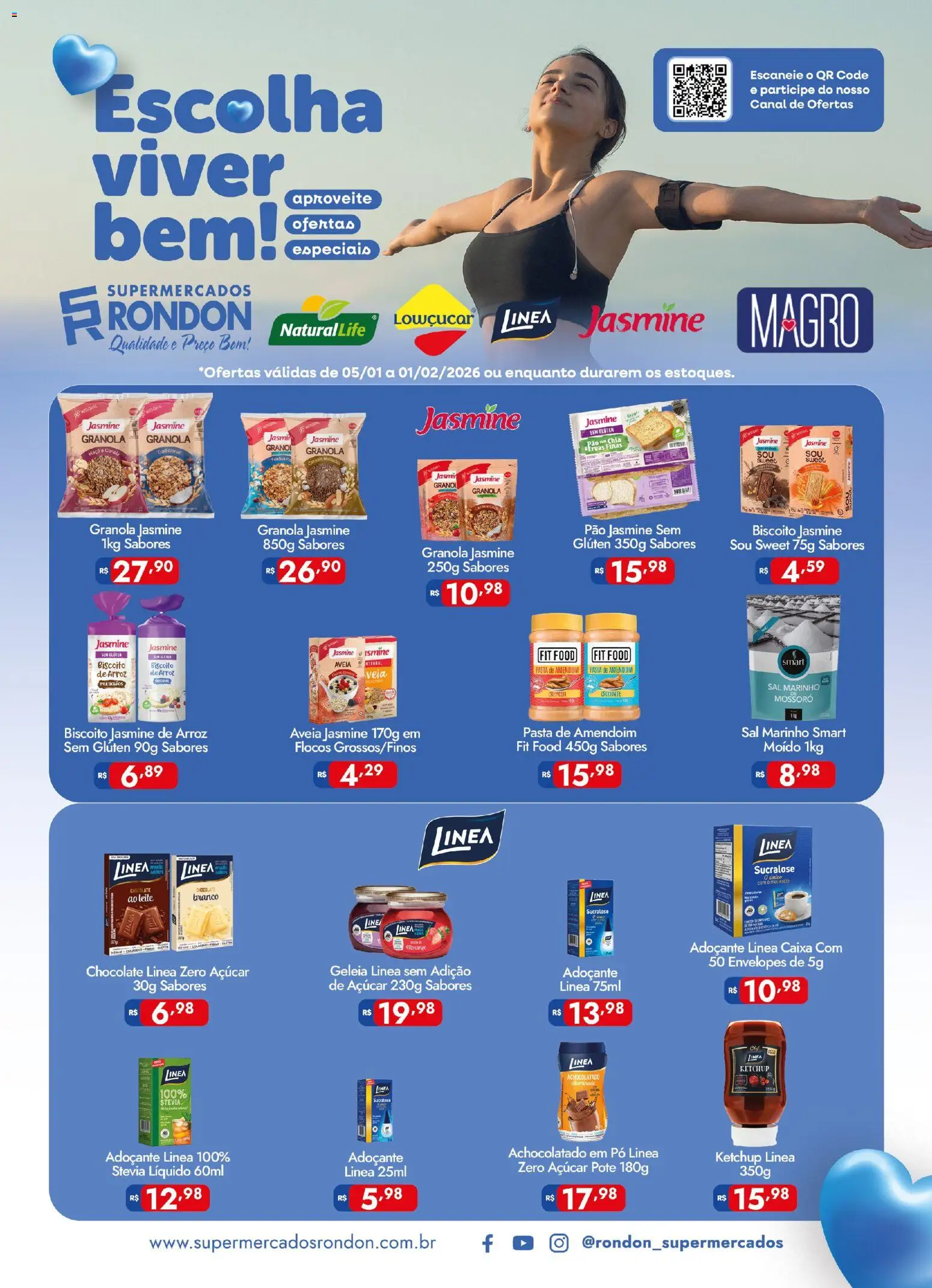 Supermercados Rondon Folheto - válido de 05.01.2026 | Página: 1 | Produtos: Adoçante, Pão, Arroz, Pasta de amendoim