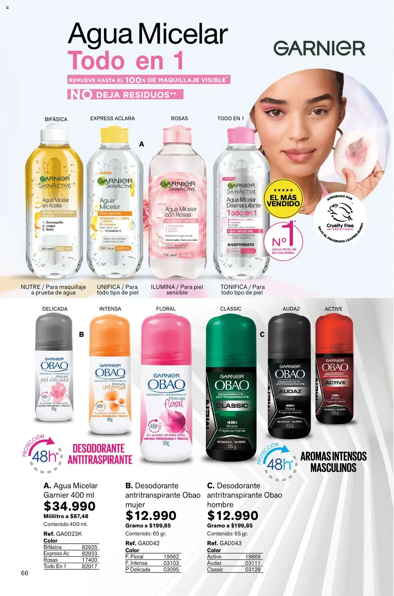 Leonisa revista - valida desde el 24.06.2025 | Página: 66 | Productos: Agua, Agua micelar, Desodorante, Antitranspirante