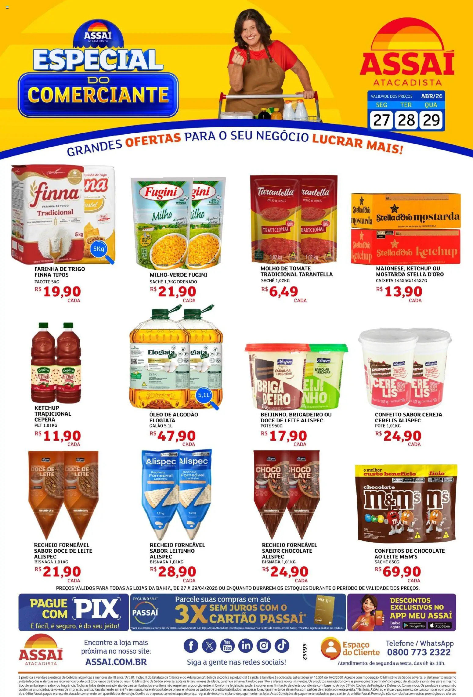 Assaí Atacadista Folheto - válido de 27.04.2026 | Página: 1 | Produtos: Óleo, Chocolate, Ketchup, Algodão