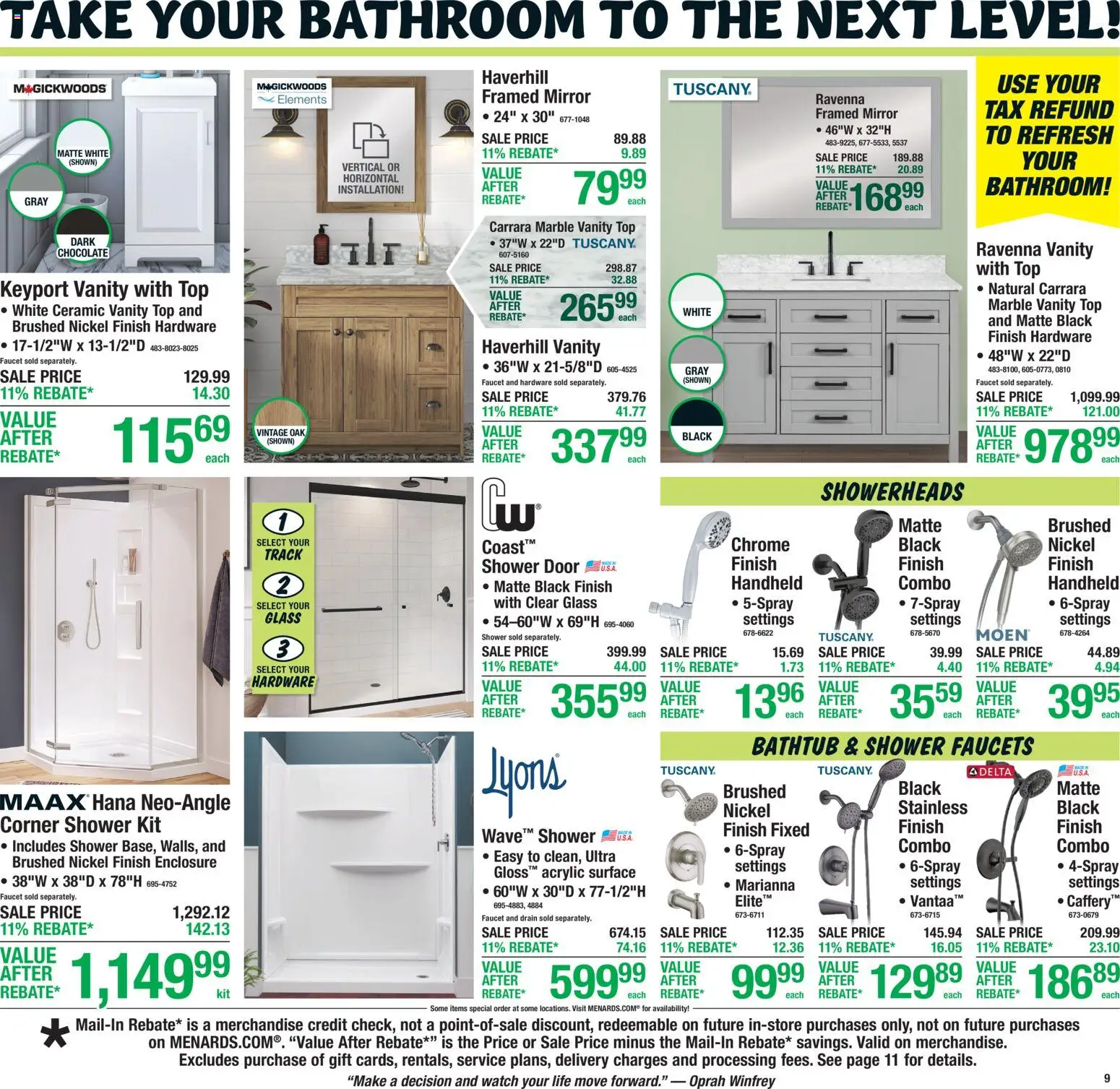 Menards Ad - valid from 11.03.2026 | Page: 14 | Products: Acrylic, Chocolate, Shower Door, Watch