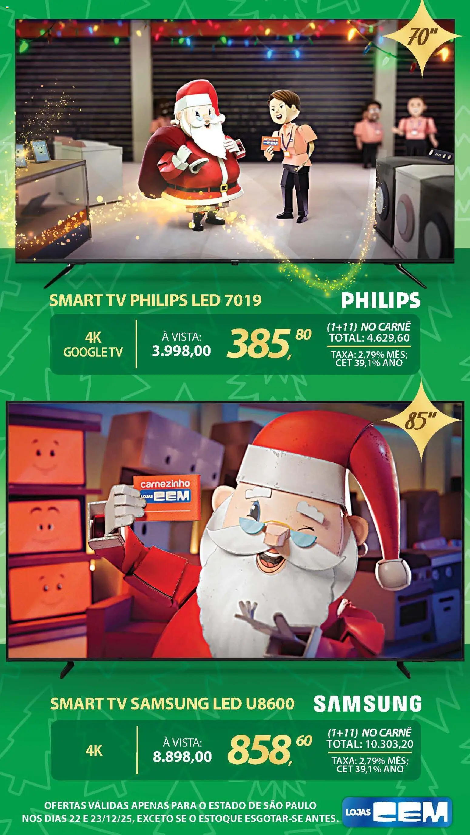 Lojas Cem Folheto - válido de 22.12.2025 | Página: 22 | Produtos: smart TV, Tv, Carne