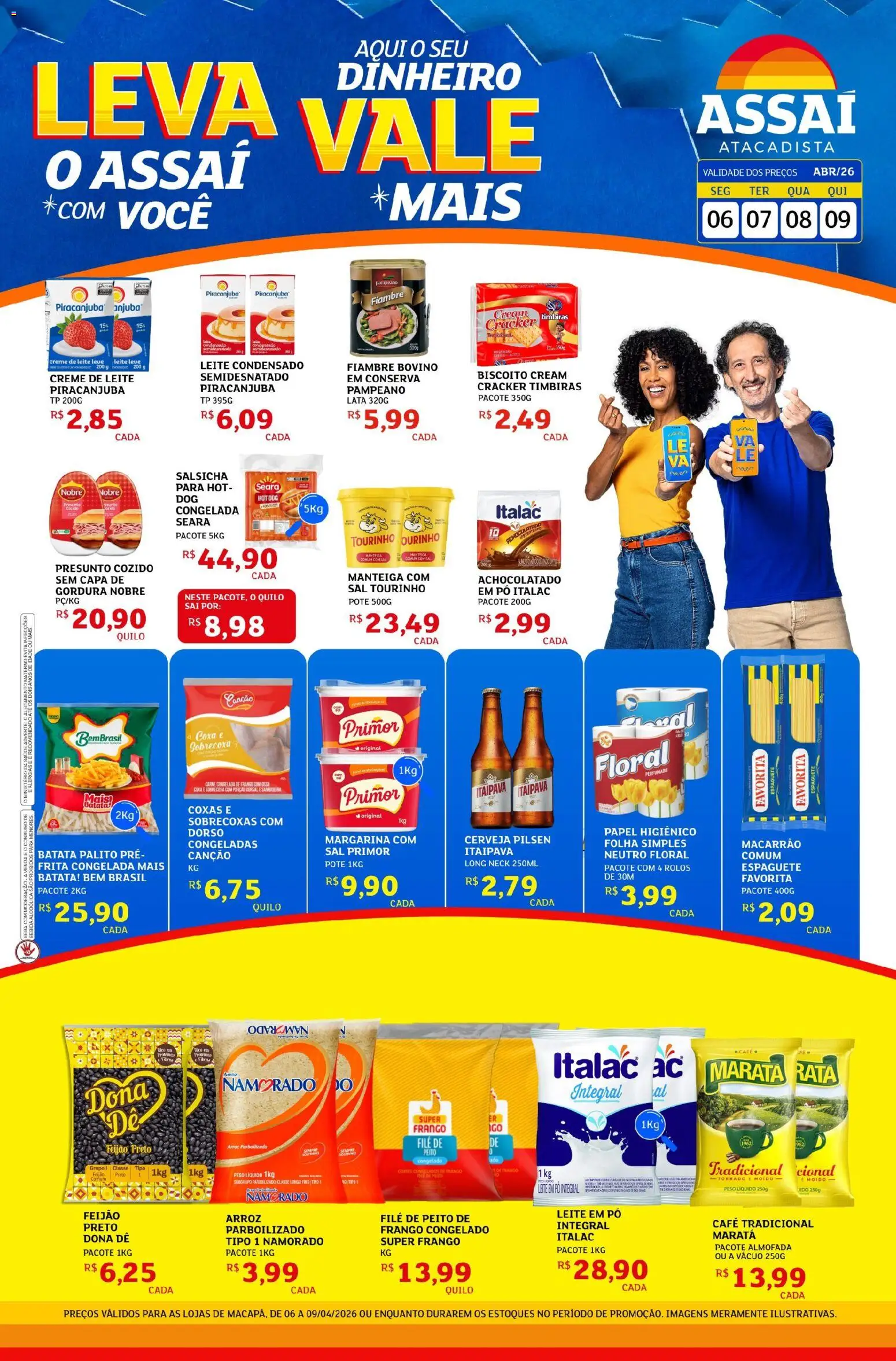 Assaí Atacadista Folheto - válido de 06.04.2026 | Página: 1 | Produtos: Espaguete, Feijão, Salsicha, Manteiga