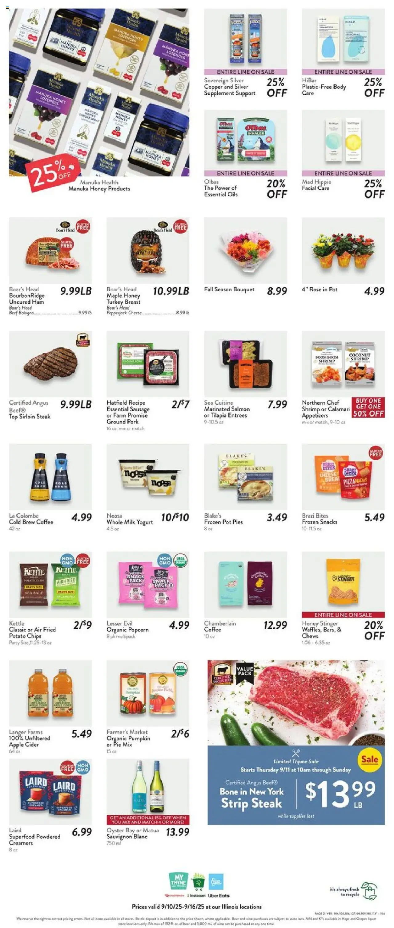 Fresh Thyme Weekly Ad - IL - valid from 10.09.2025 | Page: 4 | Products: Cheese, Chips, Sausage, Kettle