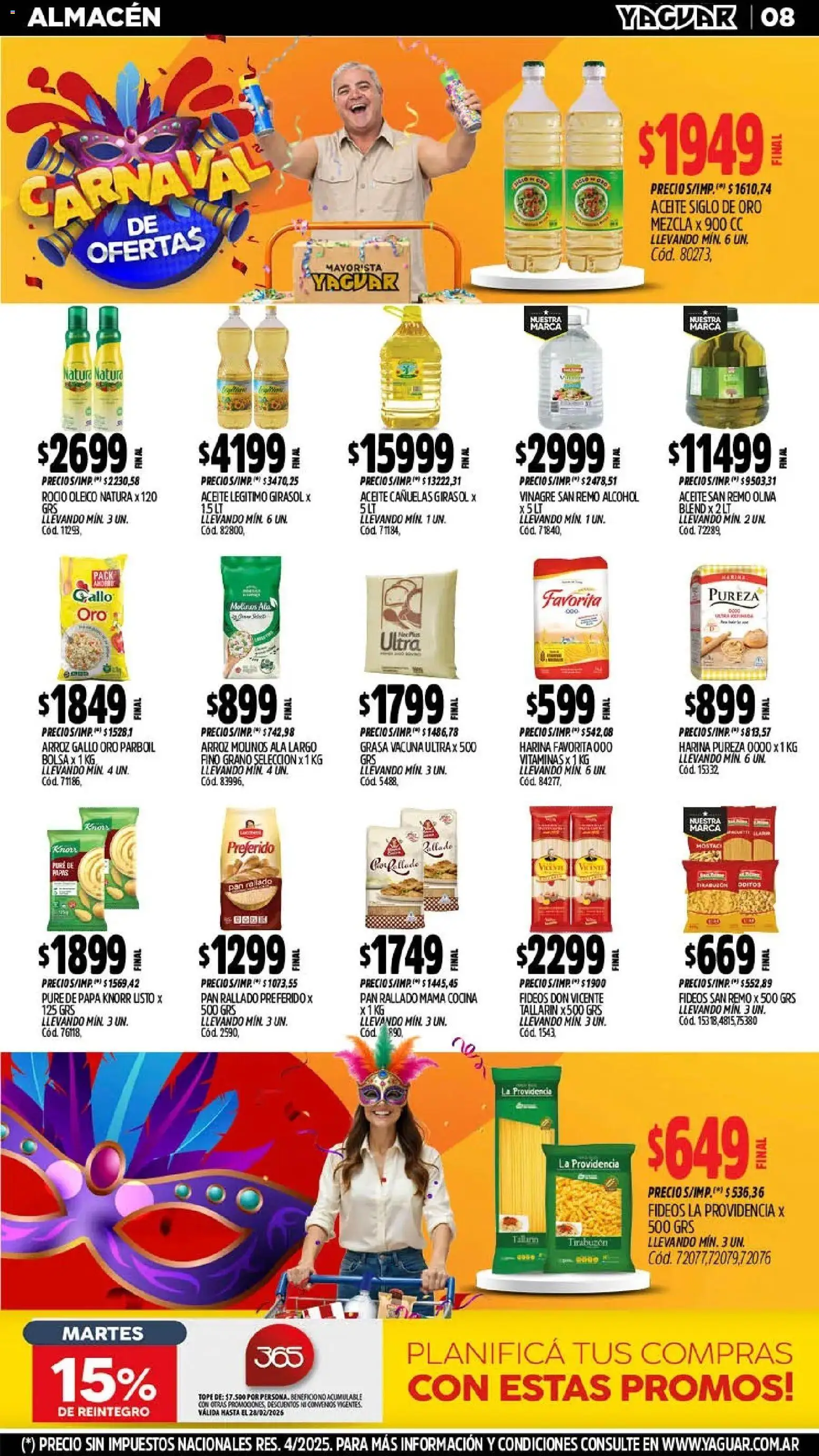 Yaguar - Oferta Semanal Jujuy │ válido desde el 16.02.2026 | Página: 8 | Productos: Vitaminas, Papa, Aceite, Fideos