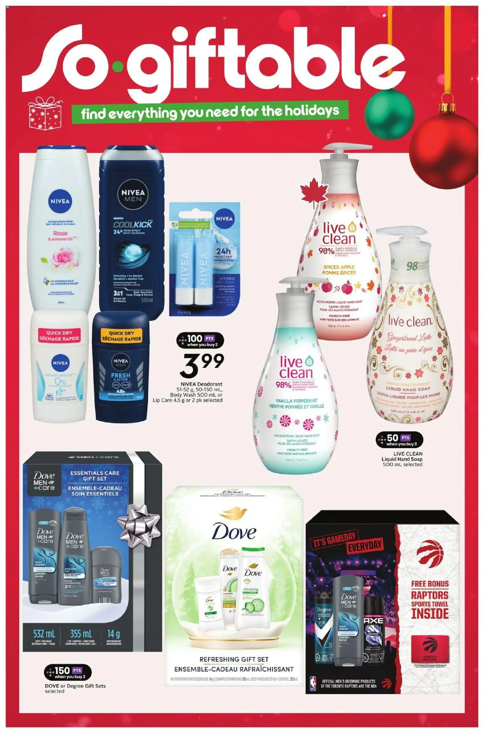 Sobeys flyer valid from 20.11.2025 | Page: 22 | Products: Soap, Body wash, Deodorant, Oil