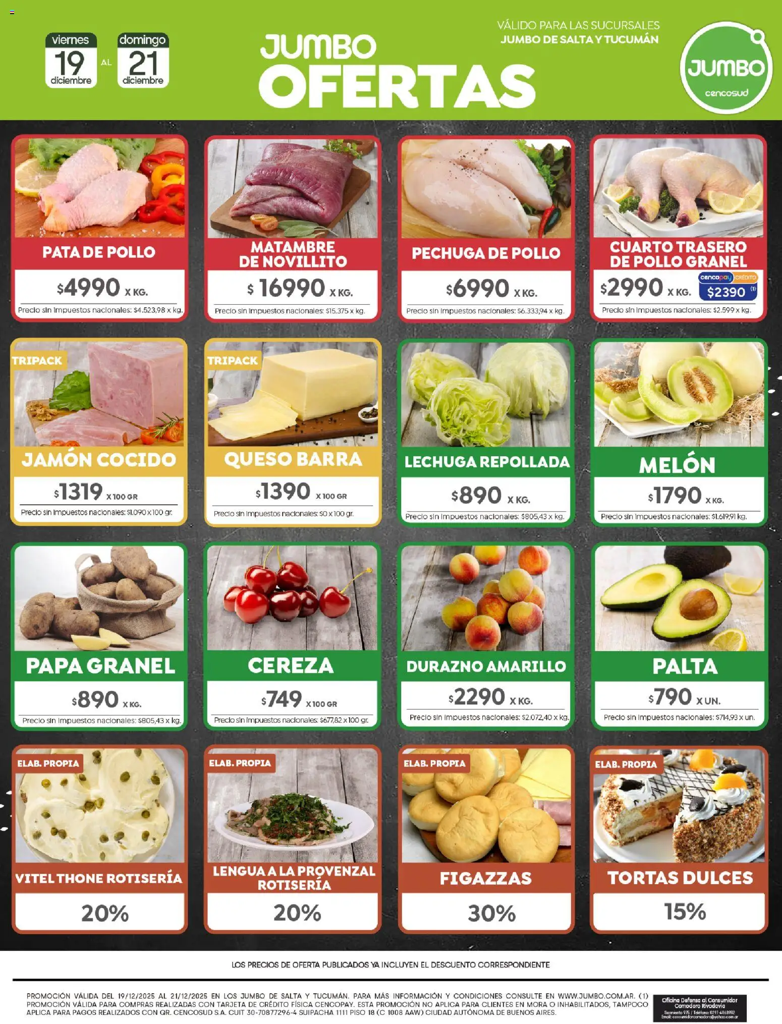 Jumbo - Ofertas | Salta & Tucumán │ válido desde el 19.12.2025 | Página: 7 | Productos: Pollo, Jamón cocido, Melón, Palta