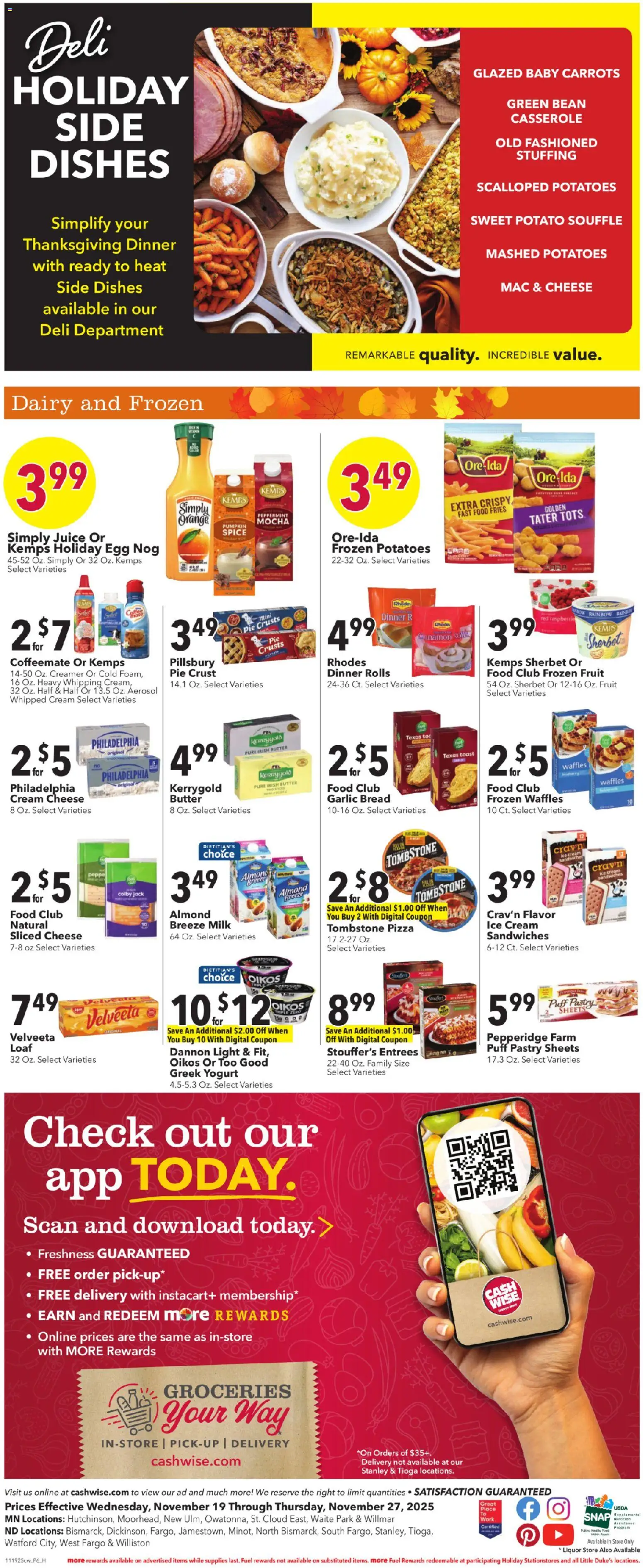 Cash Wise - Weekly Ad - valid from 19.11.2025 | Page: 6 | Products: Yogurt, Cream, Ice cream, Potatoes