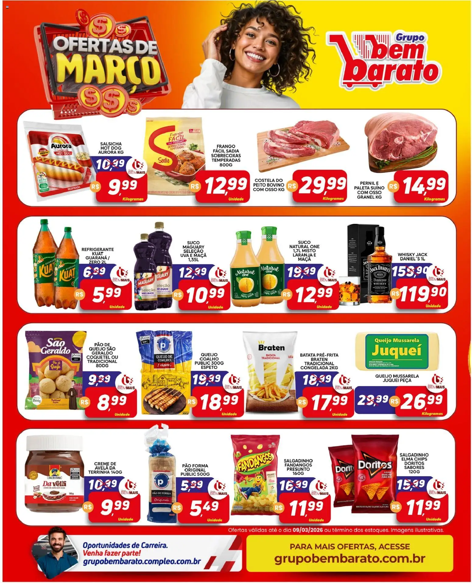 Supermercado Bem Barato Folheto - válido de 03.03.2026 | Página: 3 | Produtos: Guaraná, Queijo, Suco, Batata