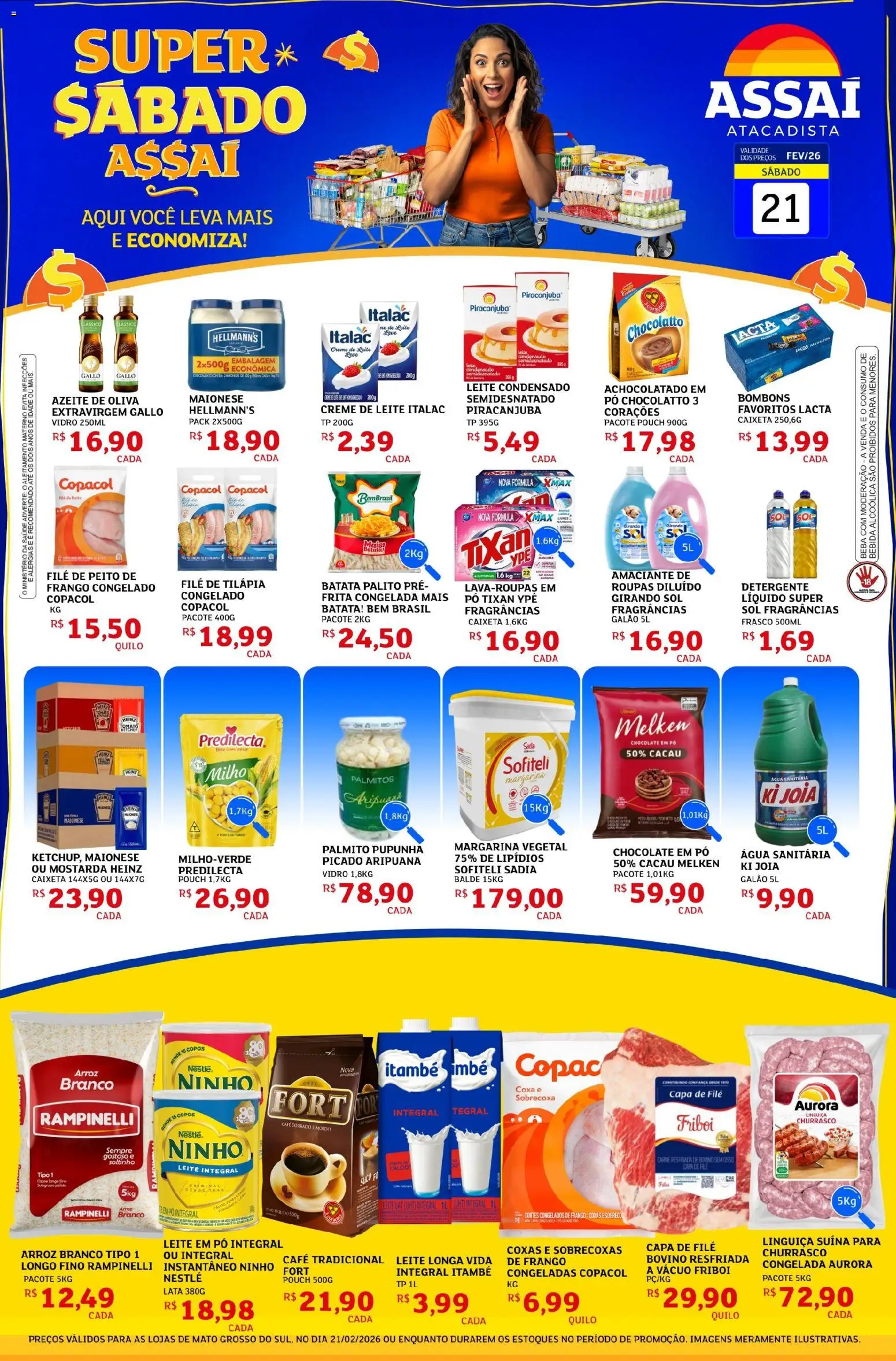 Assaí Atacadista Folheto - válido de 21.02.2026 | Página: 1 | Produtos: Detergente, Girando sol, Batata, Balde