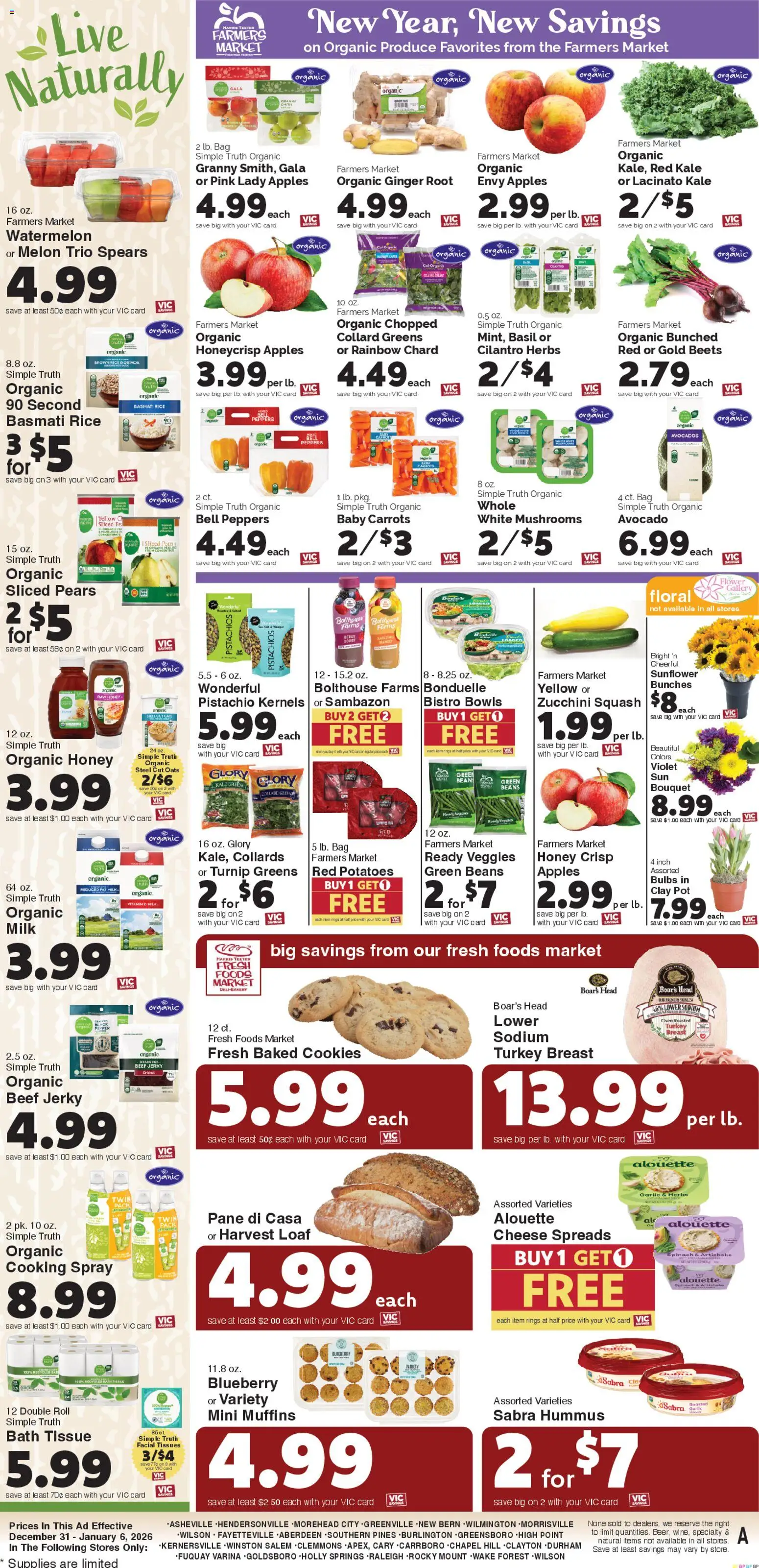 Harris Teeter Weekly Ad - NC - valid from 31.12.2025 | Page: 13 | Products: Milk, Rice, Garlic, Greens