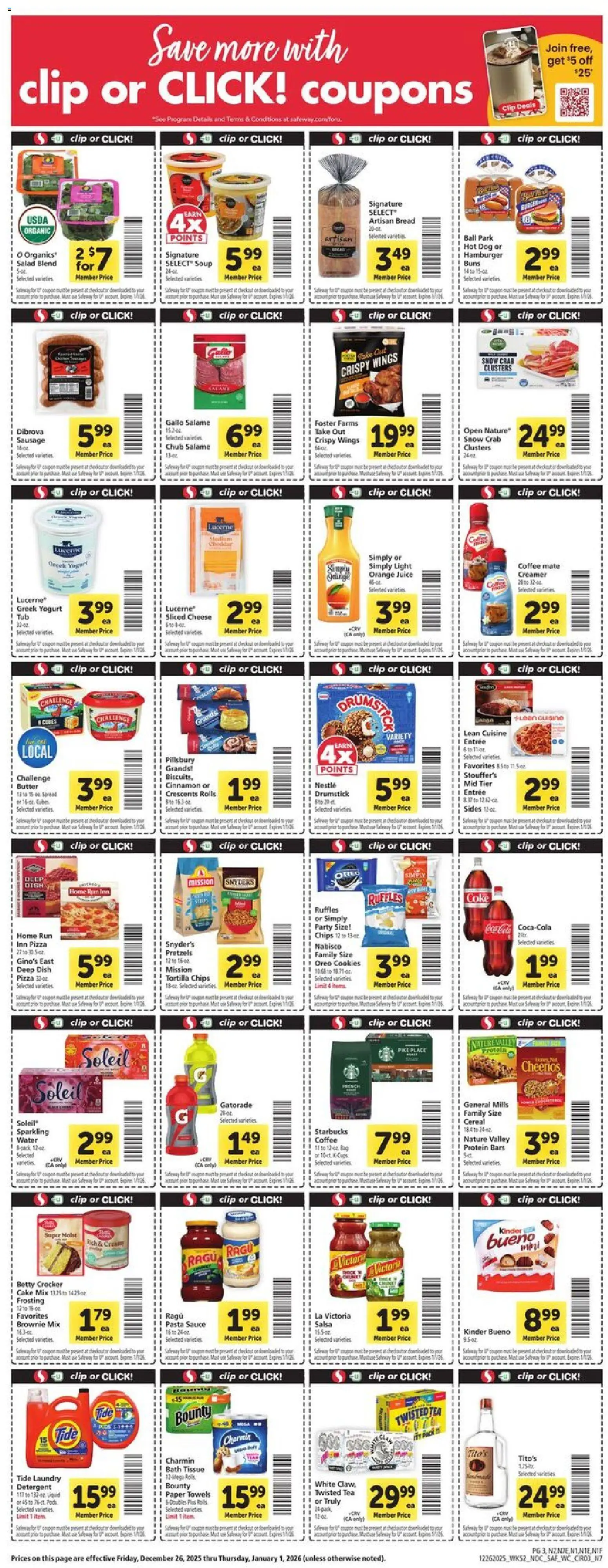 Safeway Weekly Ad - valid from 26.12.2025 | Page: 3 | Products: Wc, Bath, Juice, Tea