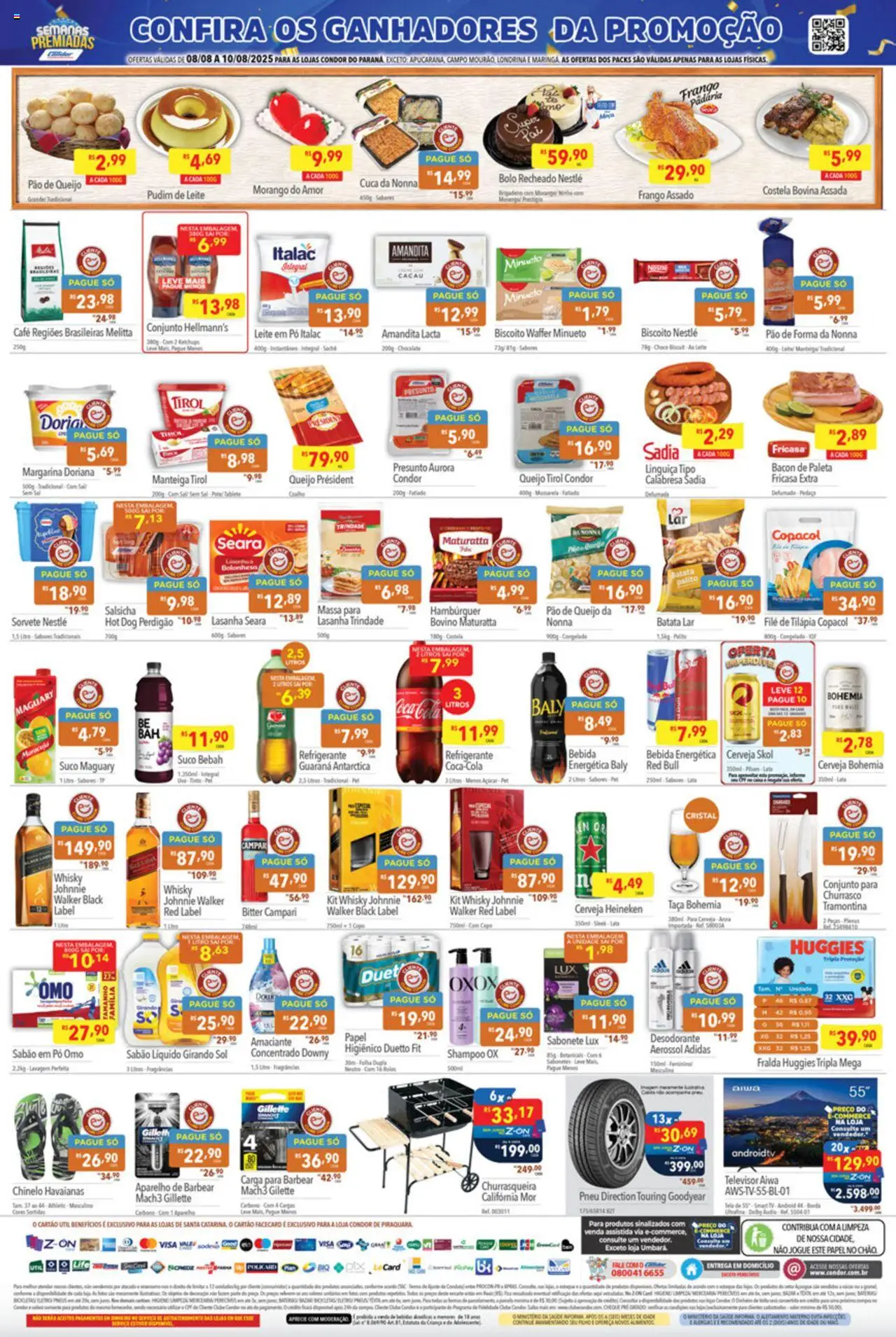 Supermercados Condor Folheto - válido de 08.08.2025 | Página: 2 | Produtos: Shampoo, Biscoito, Amaciante, Margarina