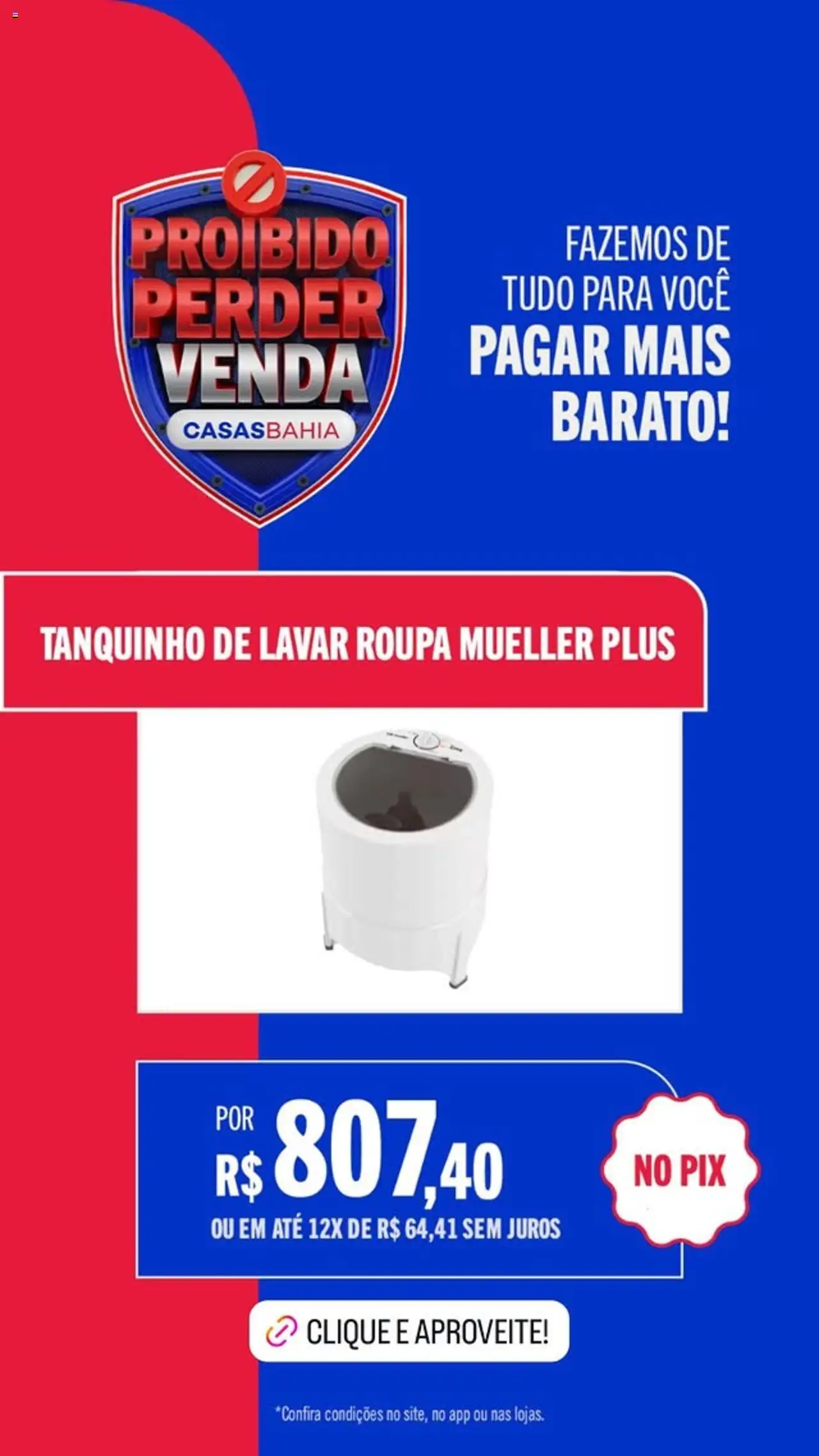 Casas Bahia Folheto - válido de 22.08.2025 | Página: 12 | Produtos: Tanquinho