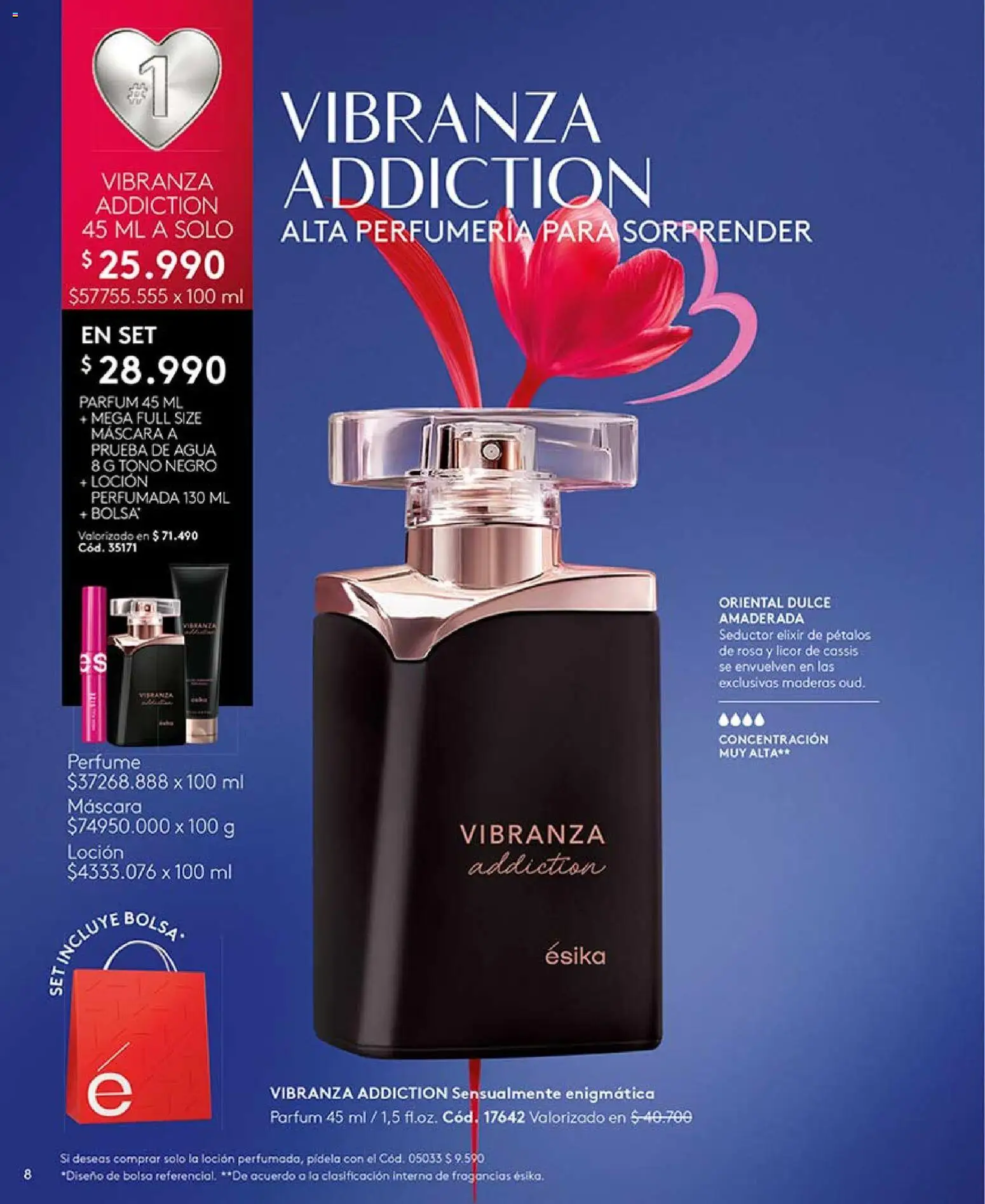 Catálogo Ésika Campaña 7 │ válido desde el 18.04.2026 | Página: 8 | Productos: Loción, Bolsa, Perfume, Máscara