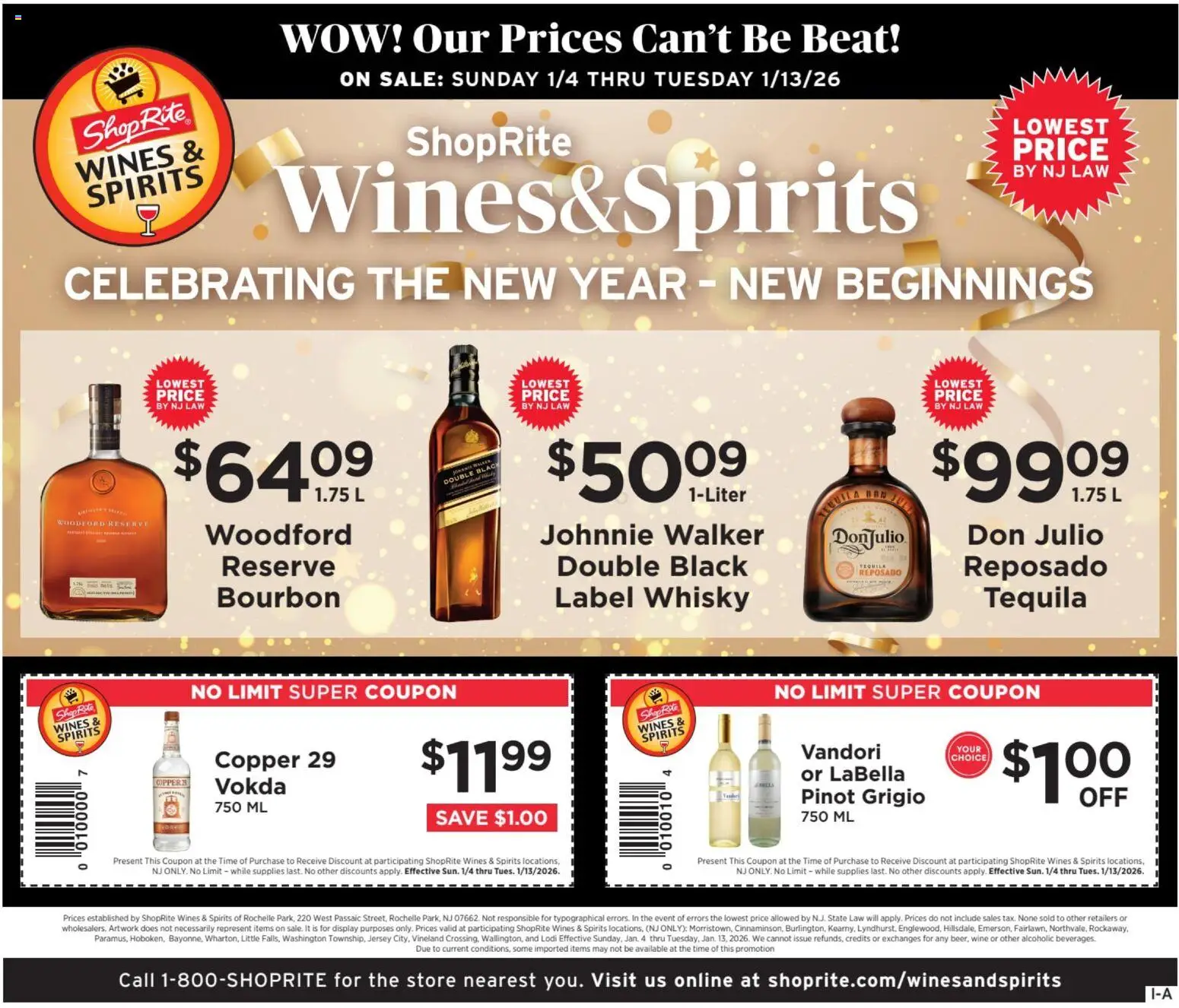 ShopRite Wine & Spirits - valid from 04.01.2026 | Page: 1 | Products: Wine, Bourbon