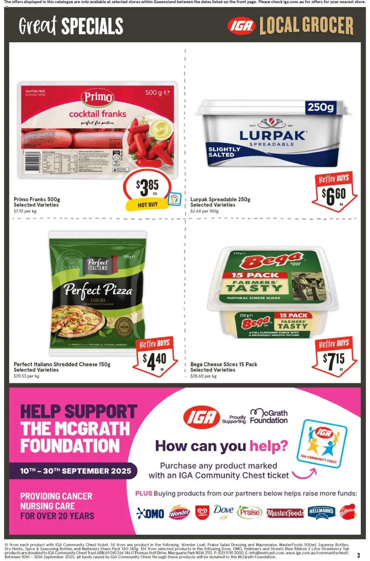 IGA catalogue - valid from 10.09.2025 | Page: 4 | Products: Cheese, Pizza, Salad, Foundation