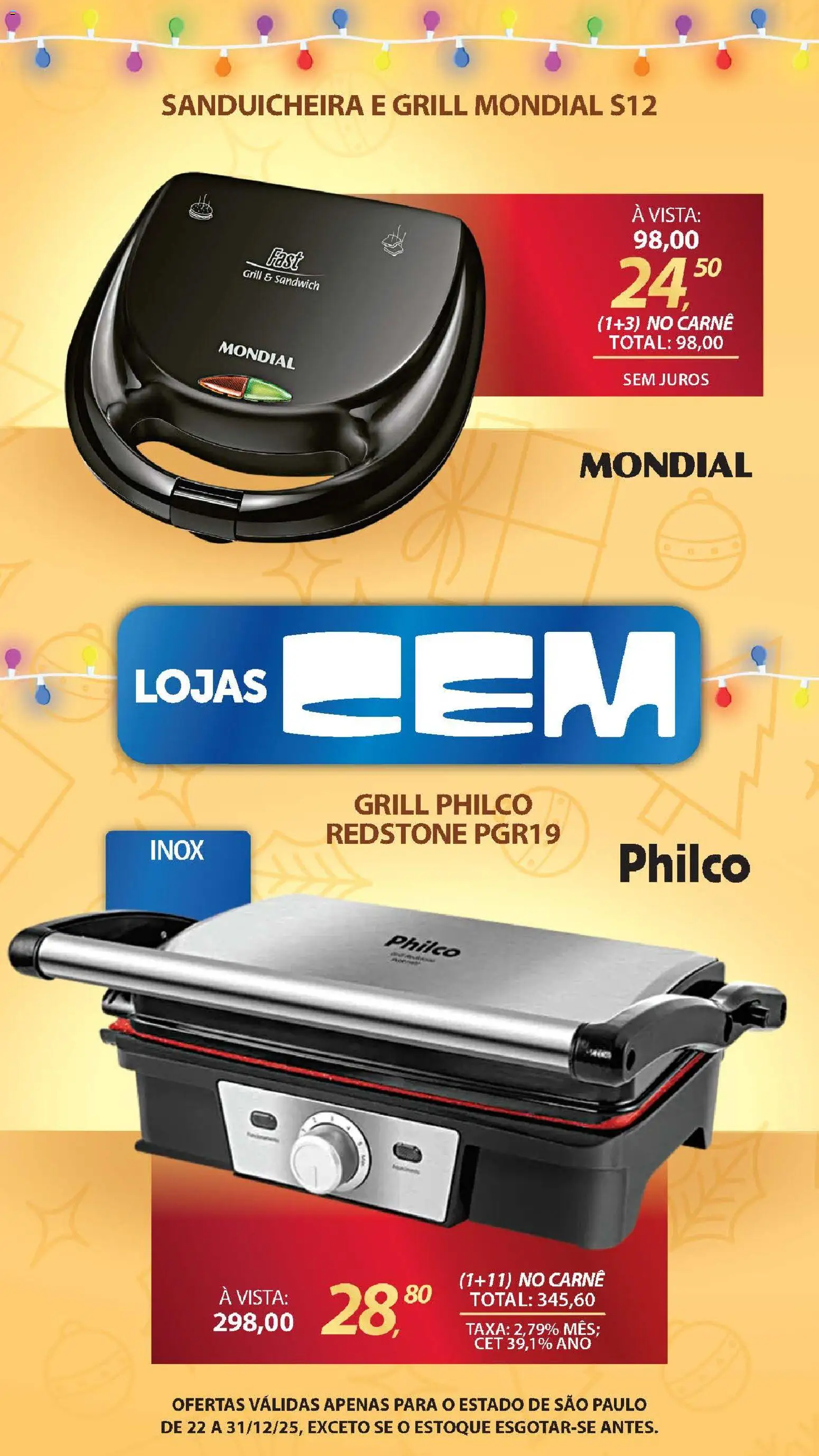 Lojas Cem Folheto - válido de 22.12.2025 | Página: 80 | Produtos: Grill, Sanduicheira, Carne