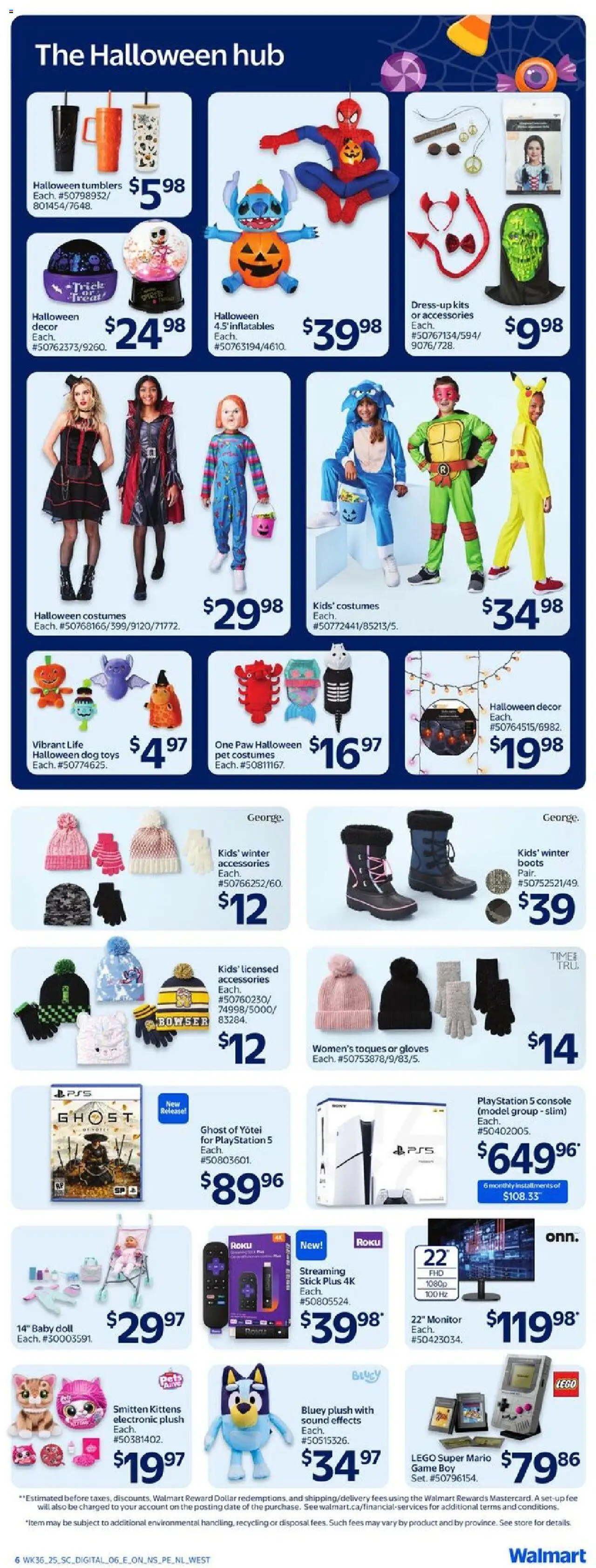 Walmart flyer valid from 02.10.2025 | Page: 16 | Products: Boots, Gloves, Monitor, Playstation