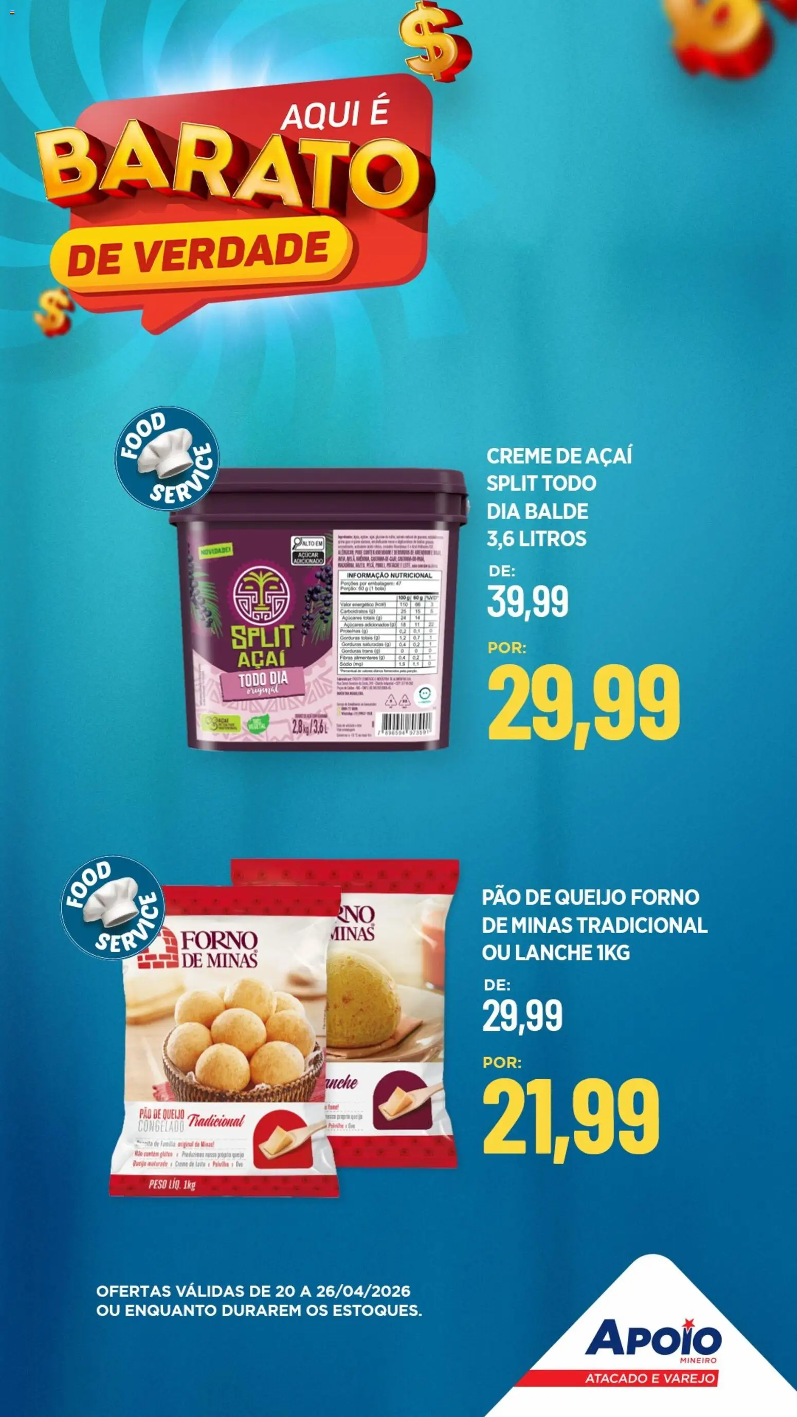 Apoio Mineiro Folheto - válido de 20.04.2026 | Página: 3 | Produtos: Queijo, Pão, Pão de queijo, Açaí