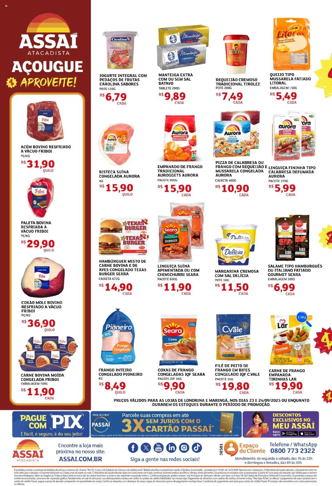 Assaí Atacadista Folheto - válido de 23.09.2025 | Página: 2 | Produtos: Queijo, Salame, Pneus, Frango