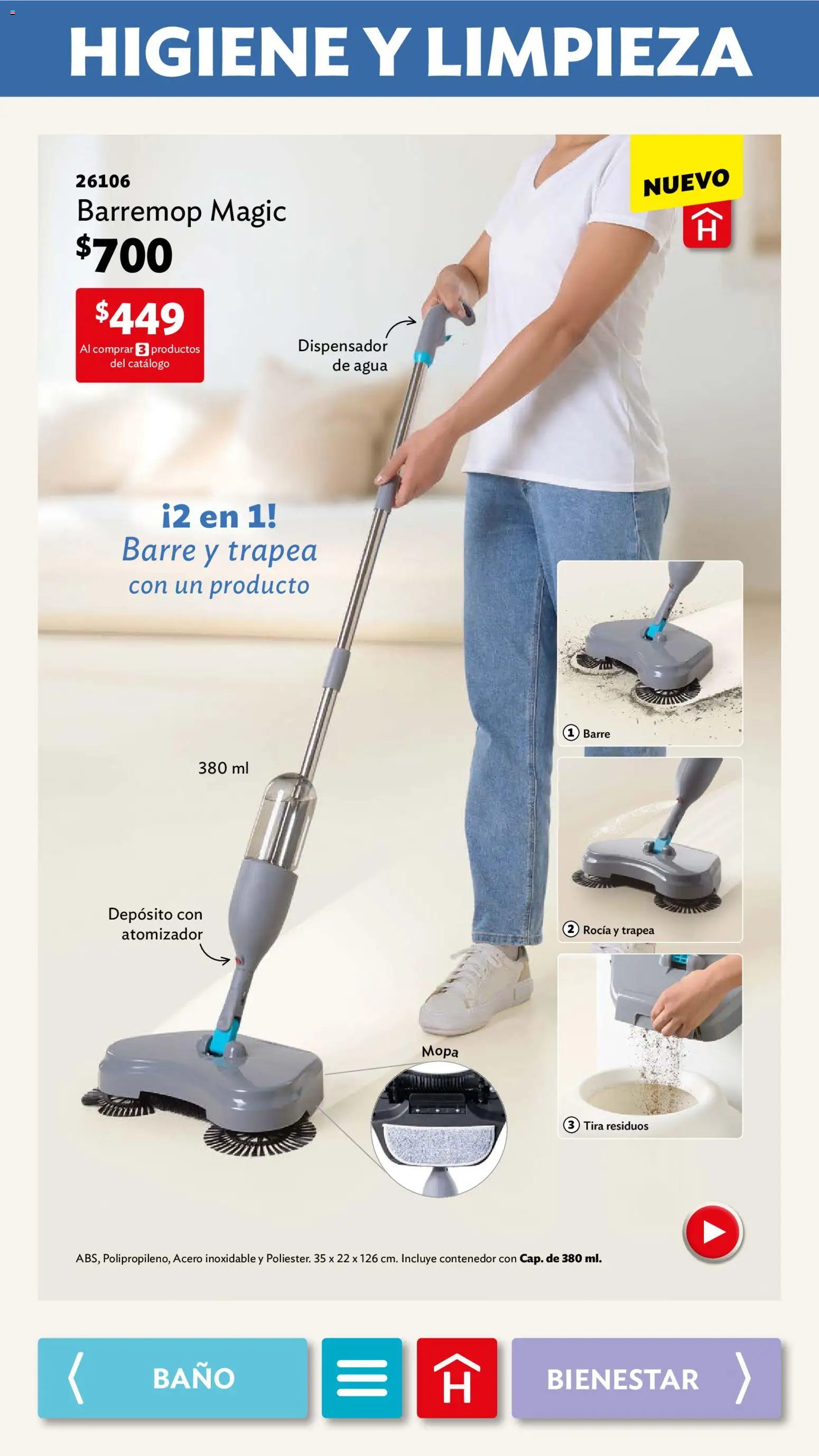 Nuevas ofertas de Betterware válidas en toda la República Mexicana desde el 02.03.2026. ¡Encuentra las mejores ofertas en Betterware campaña 3 2026! | Página: 90 | Productos: Agua, Contenedor, Mopa, Baño