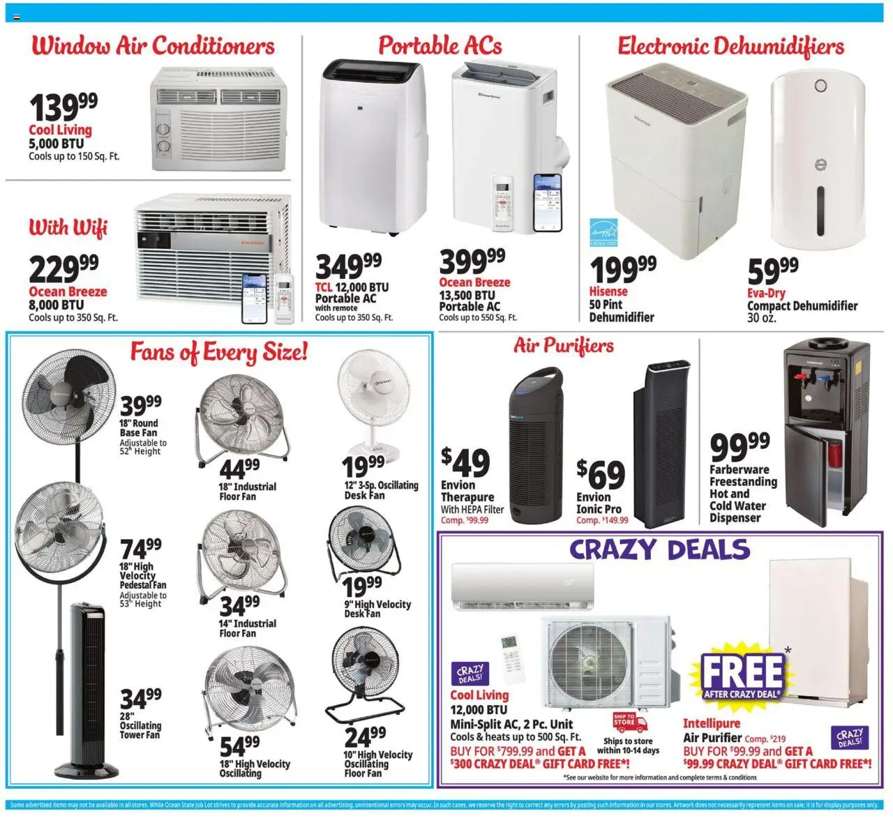 Ocean State Job Lot Weekly Ad - valid from 31.07.2025 | Page: 9 | Products: Desk, Dehumidifier, Fan, Air purifier