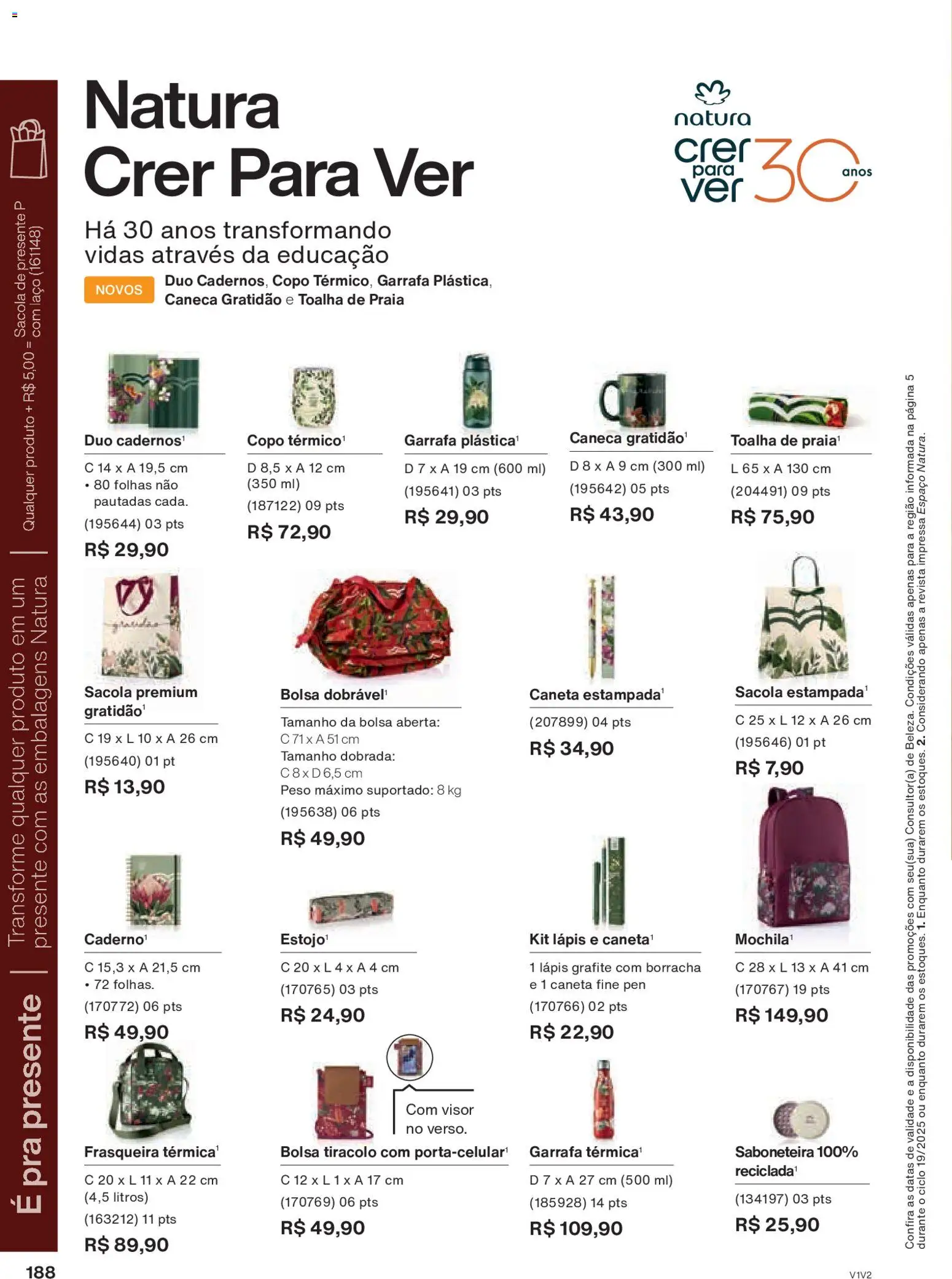 Natura Folheto - válido de 26.11.2025 | Página: 188 | Produtos: Caneta, Borracha, Revista, Bolsa