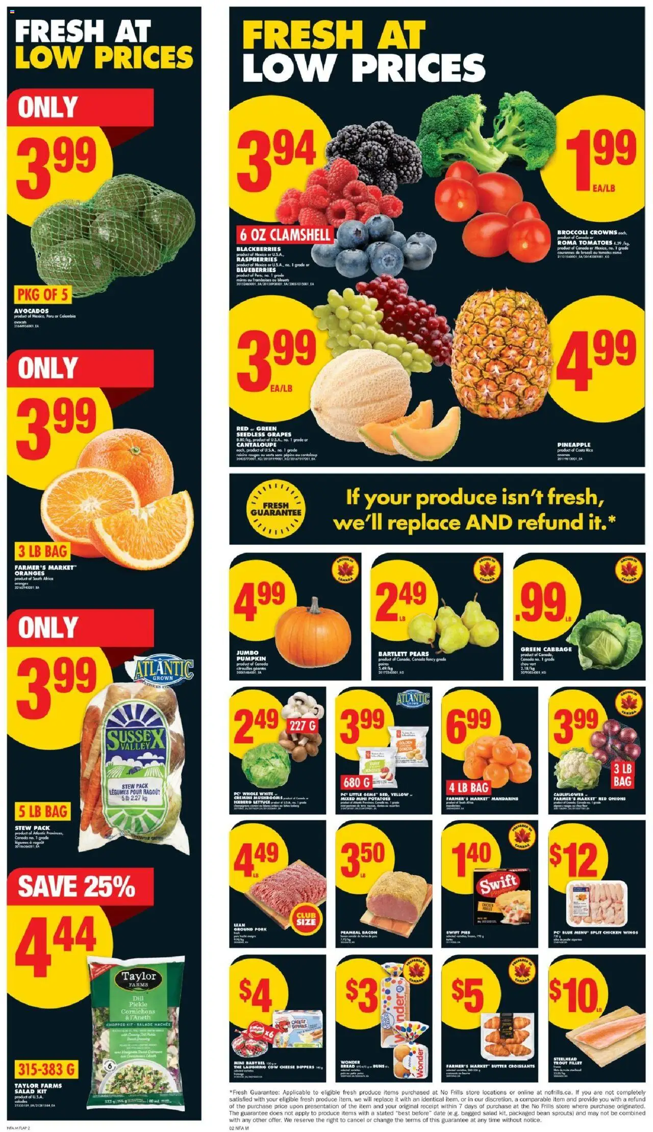 No Frills flyer valid from 16.10.2025 | Page: 2 | Products: Chicken wings, Potatoes, Bag, Butter